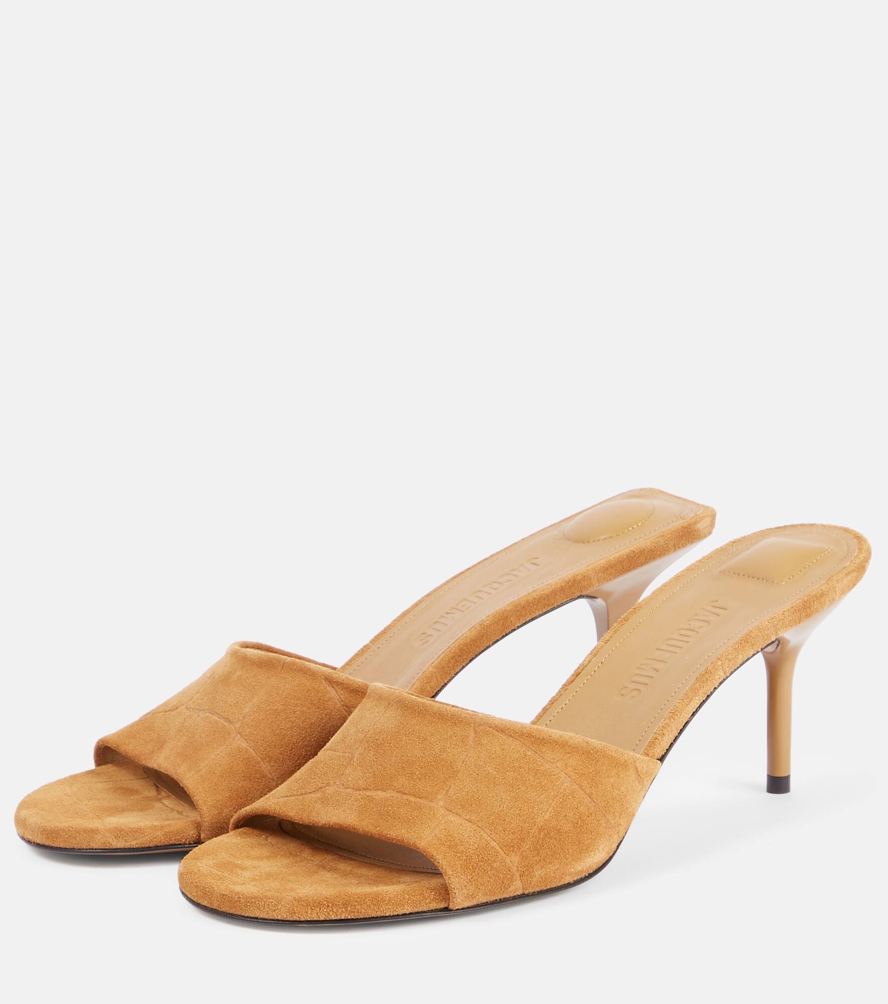 Cubisto 70 croc-effect suede mules - 4