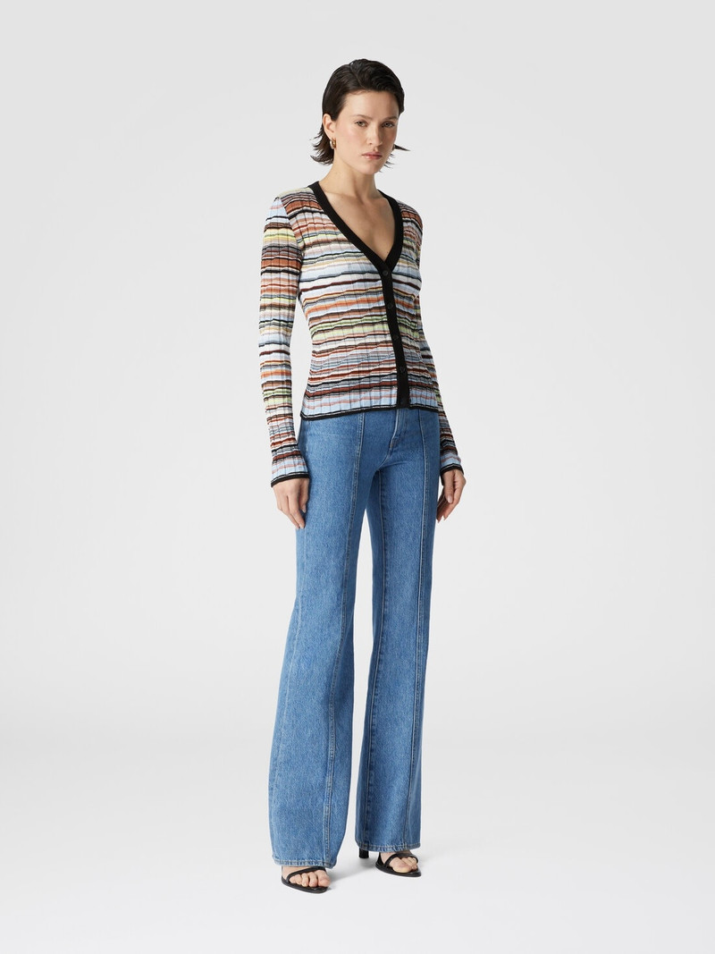 Missoni Striped cotton and viscose ribbed cardigan with contrasting trim outlook