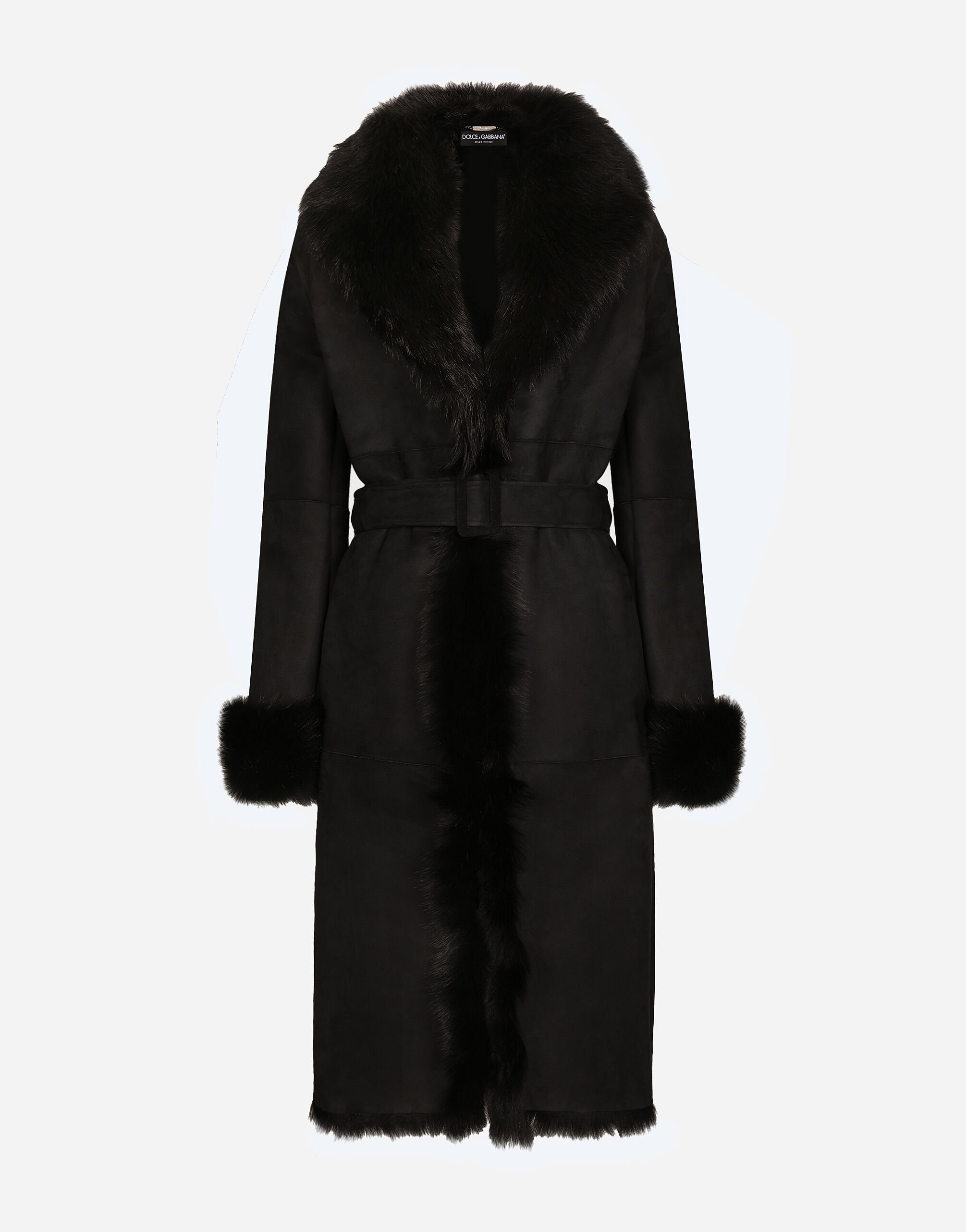 Shearling coat with belt - 1