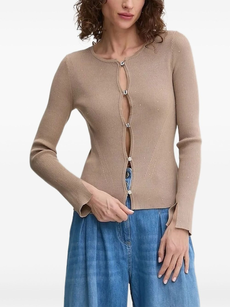 sequin-embellished ribbed cardigan 1