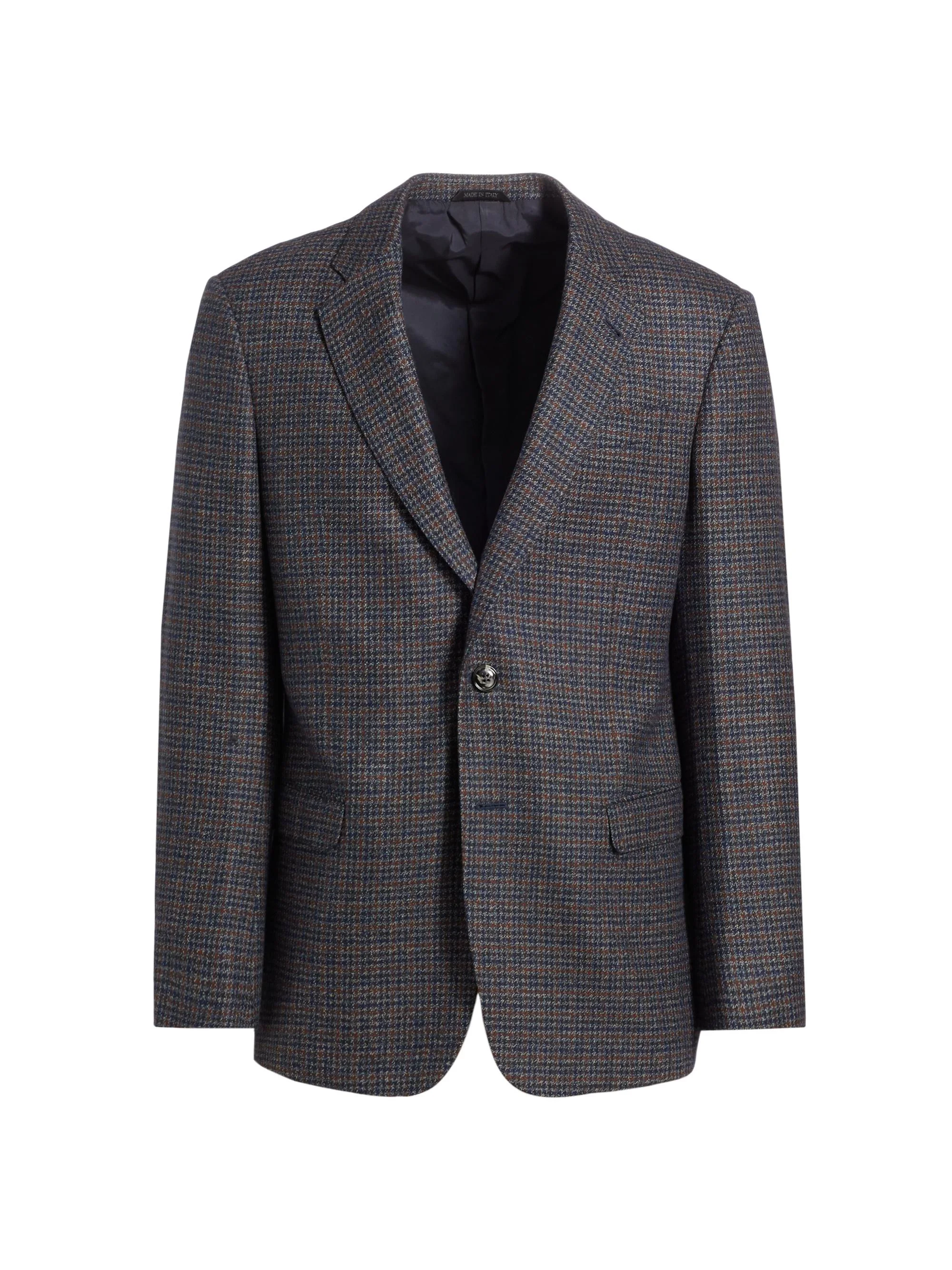 Men's Check Wool & Cashmere Jacket - Navy Copper - 1