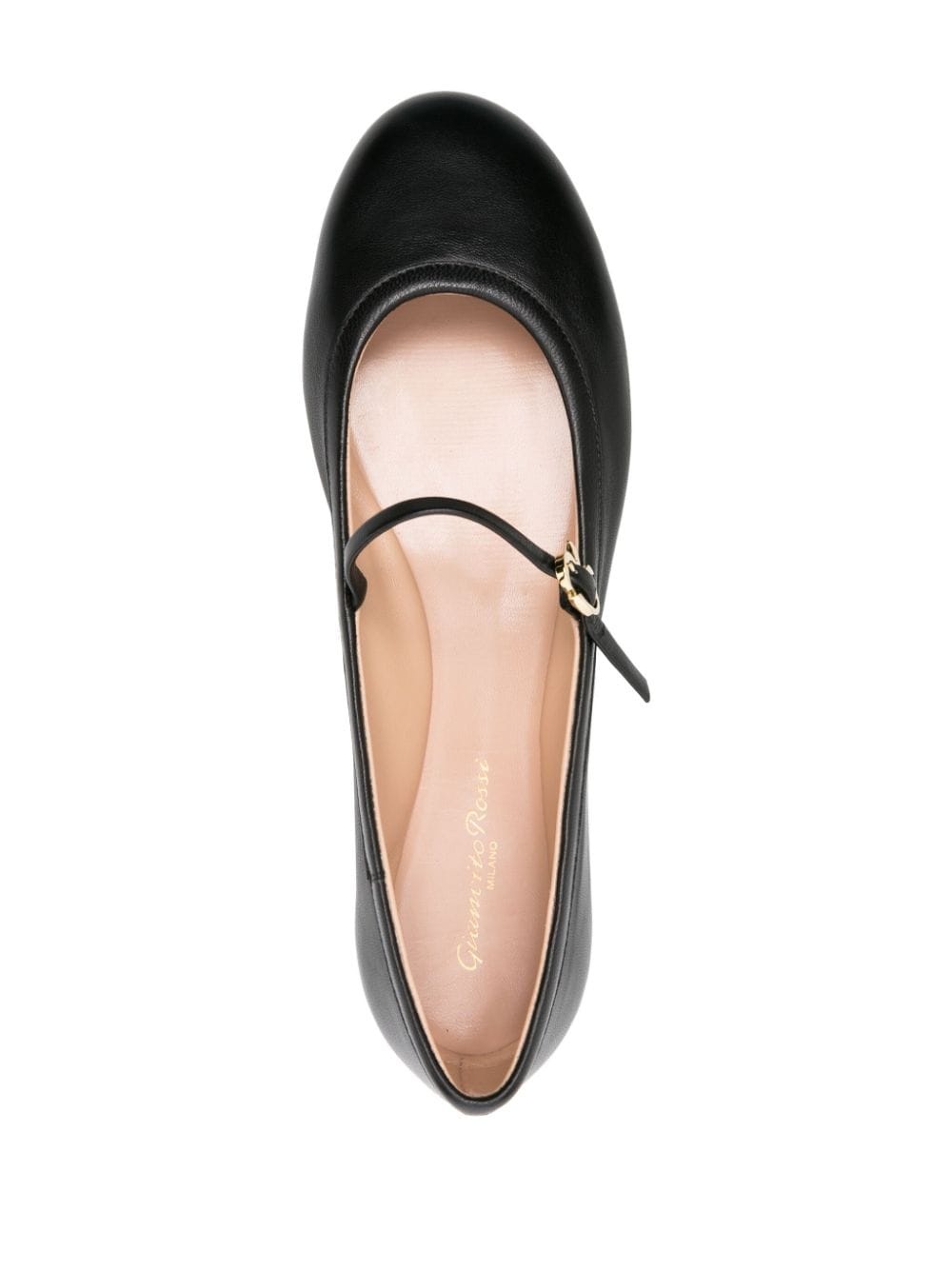 round-toe leather ballerina shoes - 4