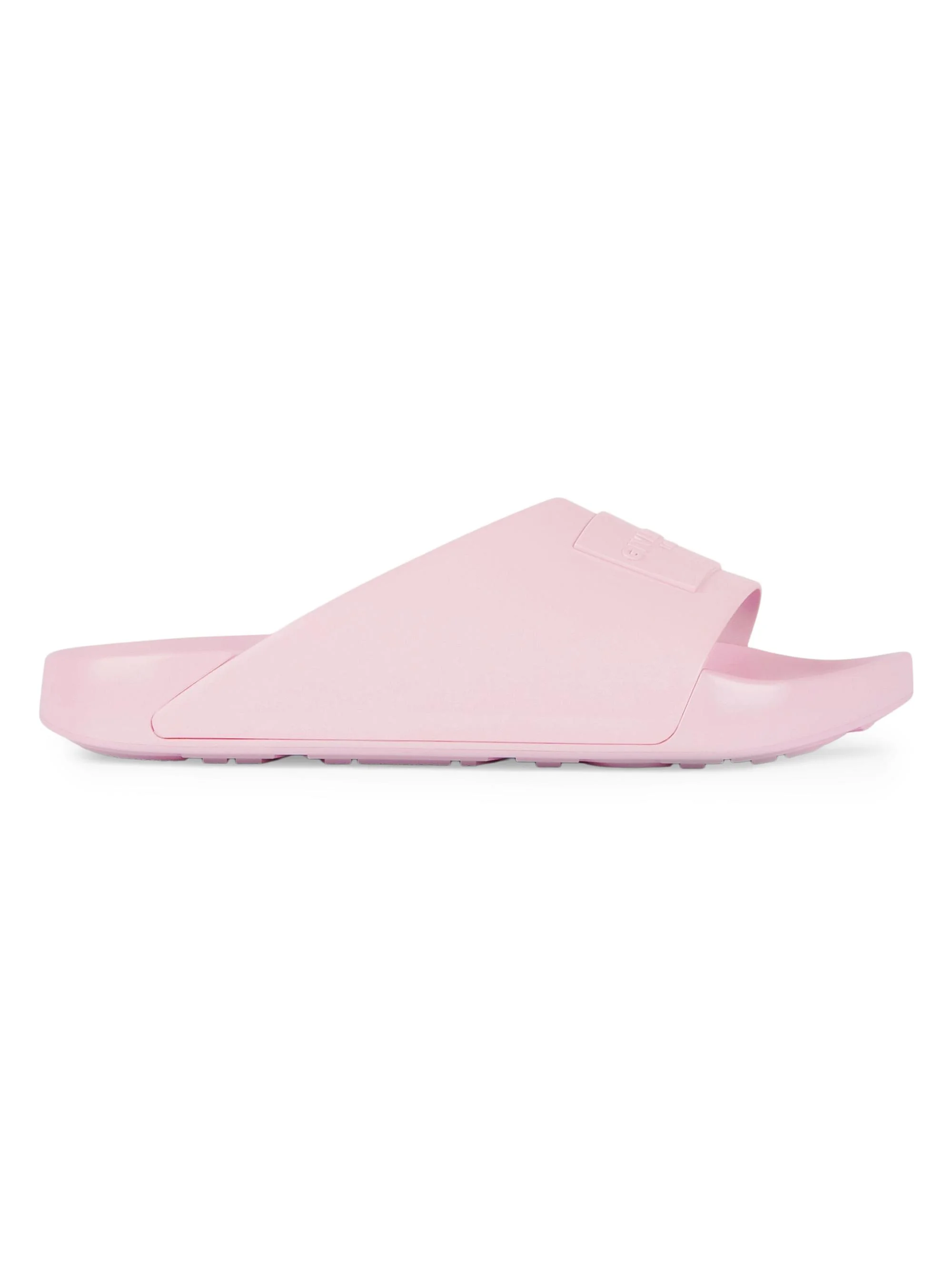 Women's Label Slide Flat Mules in Patent Rubber - Light Pink - 1