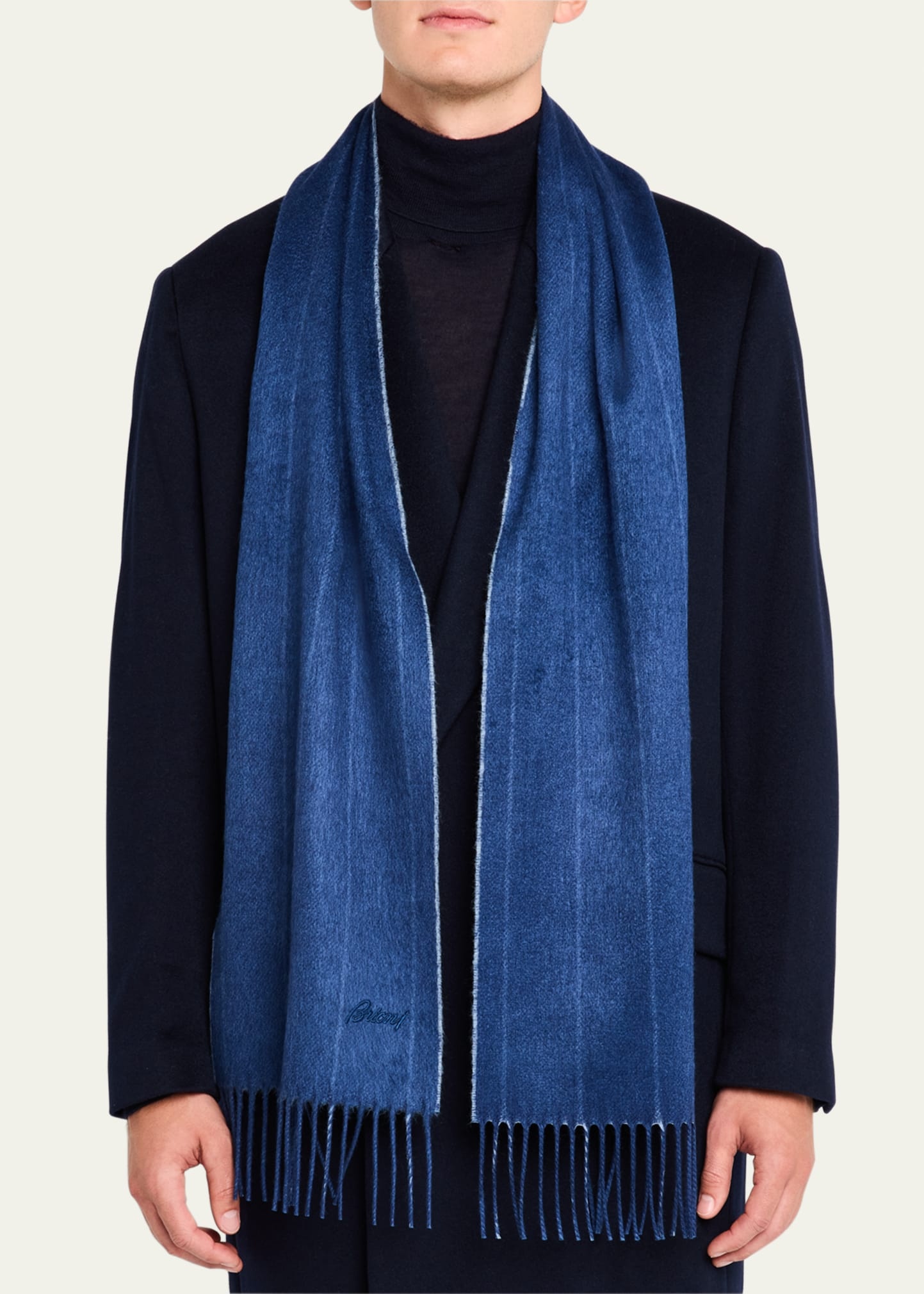 Men's Fringe Silk Cashmere Scarf - 3