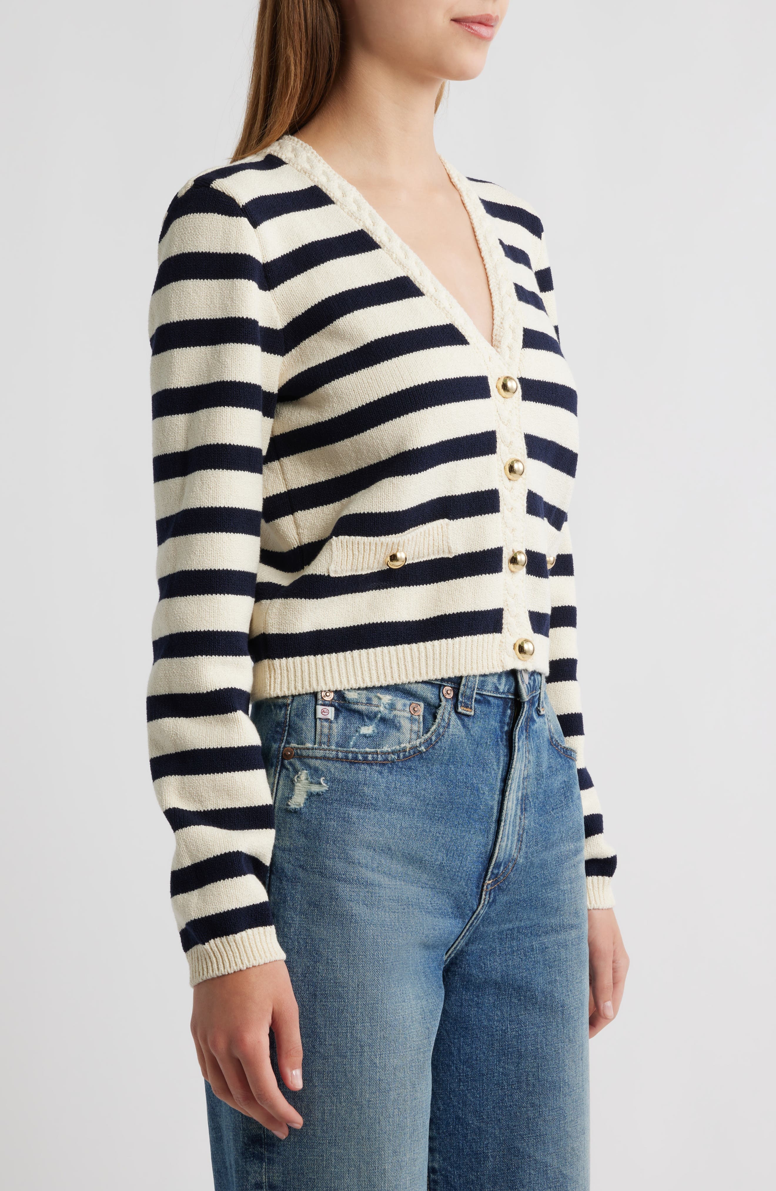 FRAME The Harbor Cardigan in Navy Multi at Nordstrom - 3