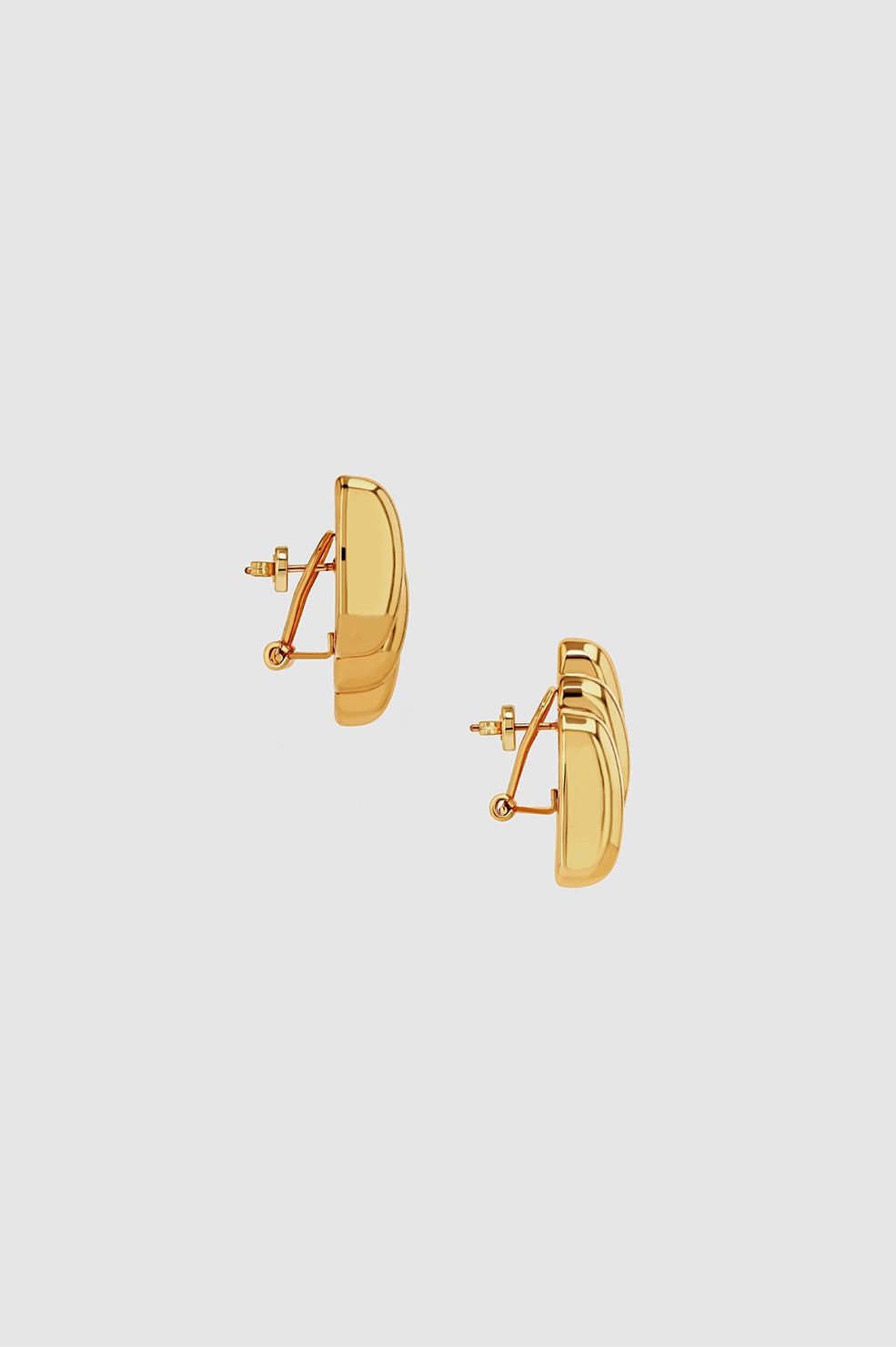 Diagonal Ribbed Earrings - Gold - 3