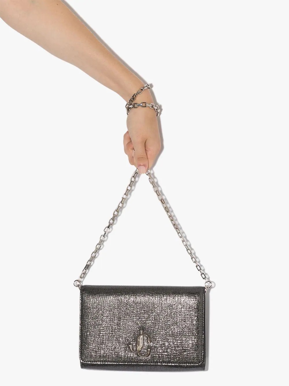 Varenne metallic leather clutch bag - 4