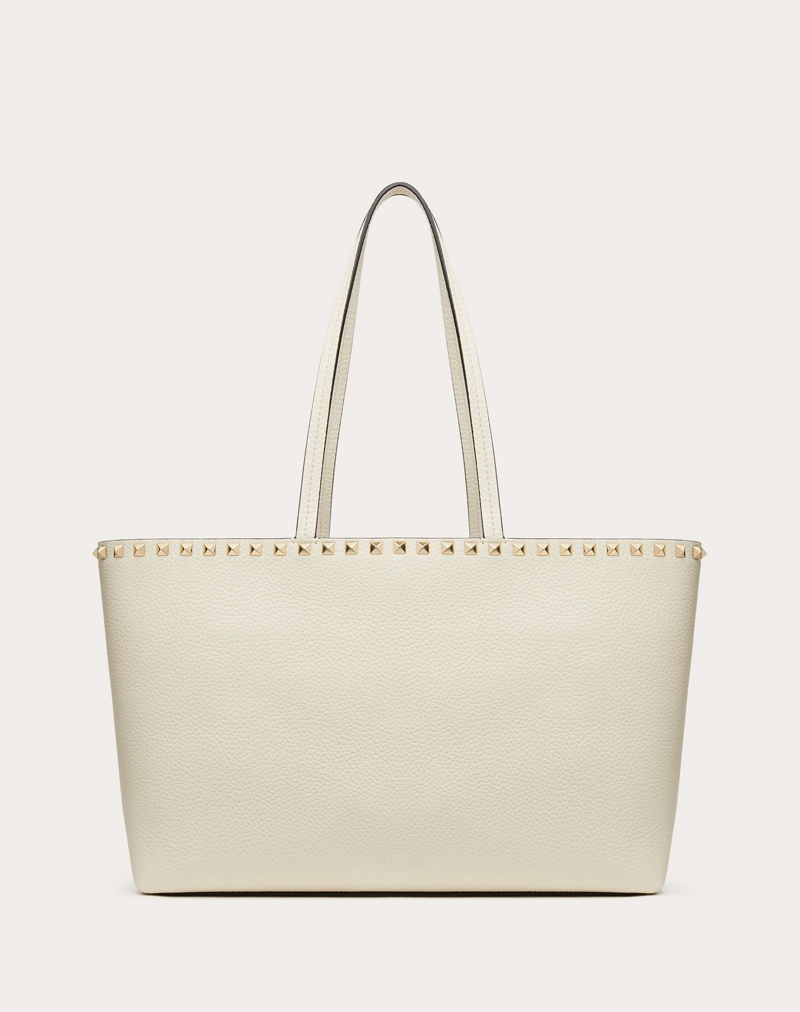 Small Rockstud Grainy Calfskin Shopper - 3