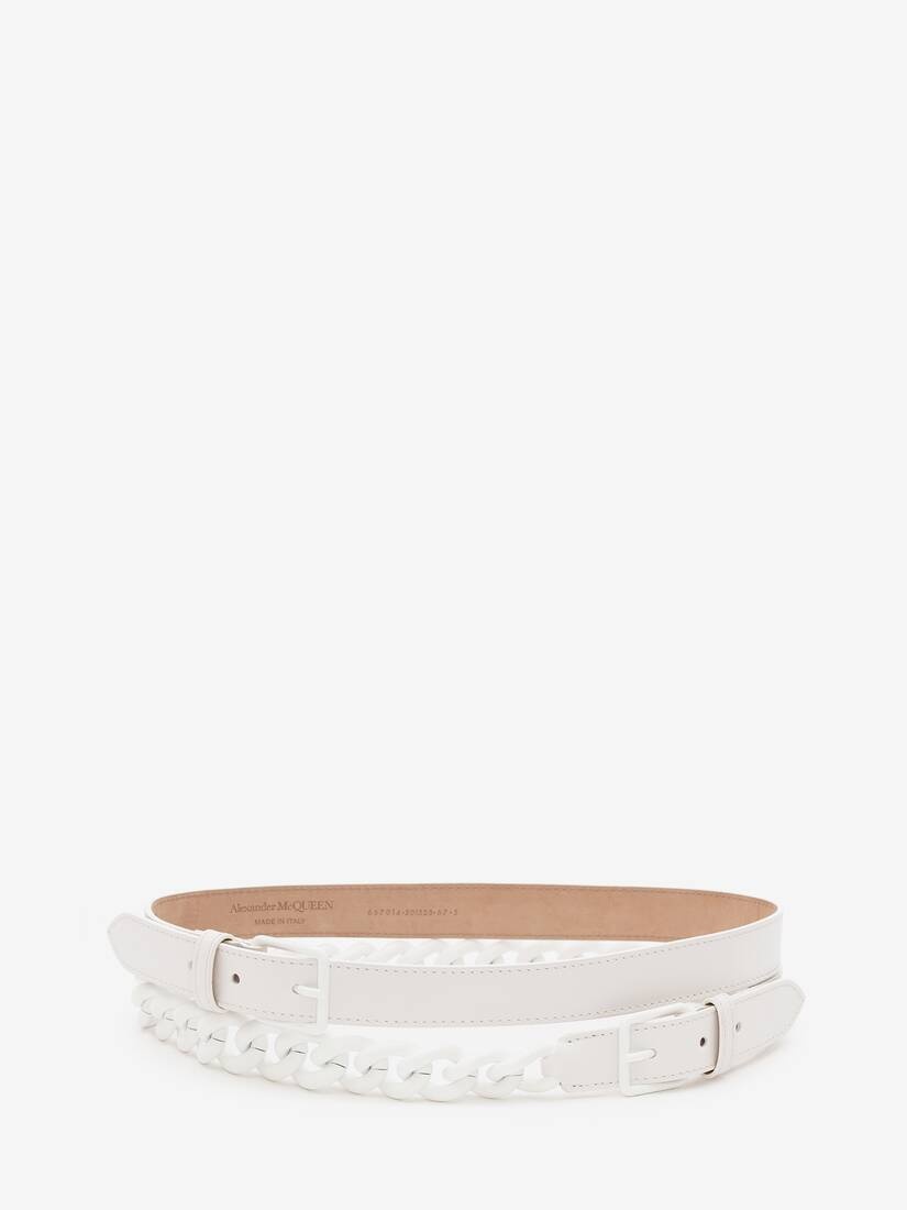 Double Belt With Chain in Optic White - 1