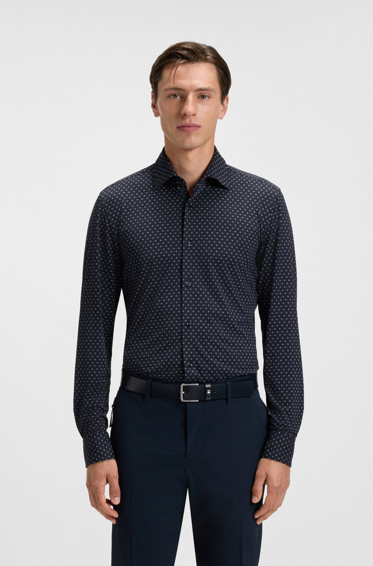 SLIM-FIT SHIRT IN ITALIAN-MADE PERFORMANCE-STRETCH FABRIC - 2