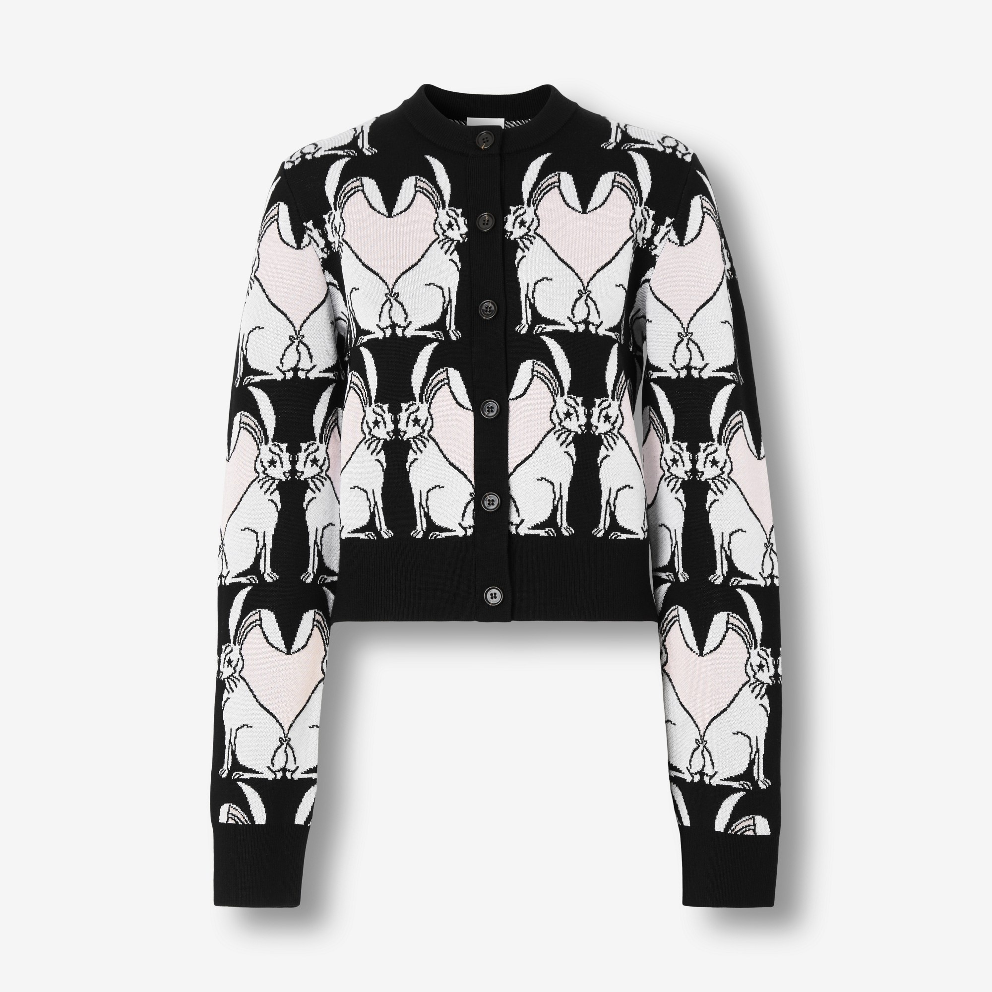Rabbit Viscose and Wool Blend Jacquard Cardigan - 1