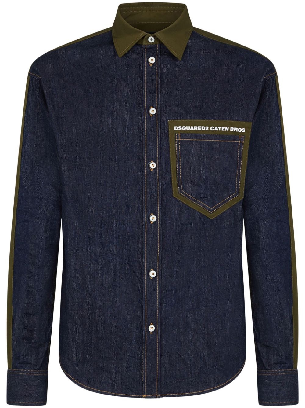 logo-print panelled shirt - 1