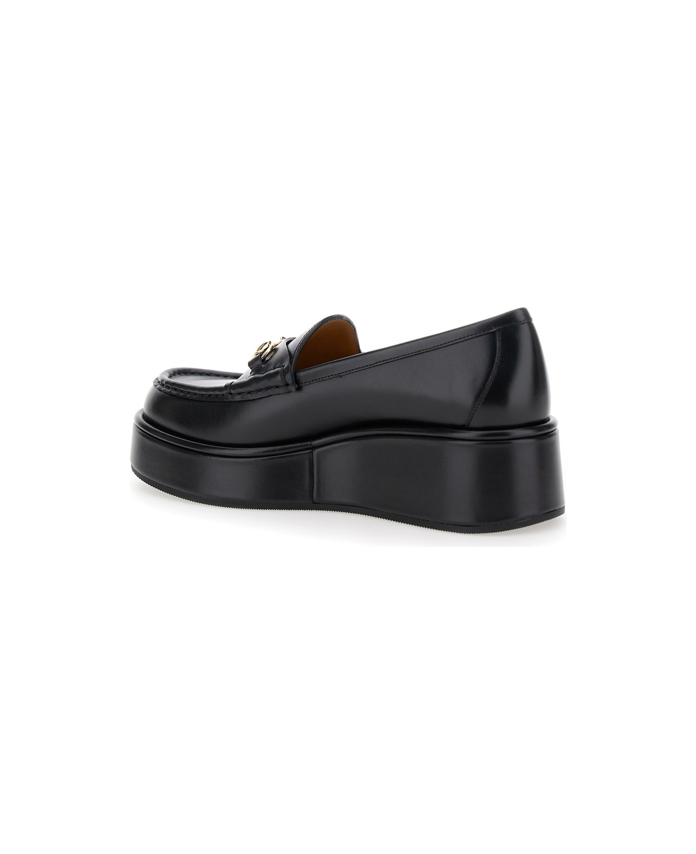 Black Loafers With Oversized Platform In Leather Woman - 3