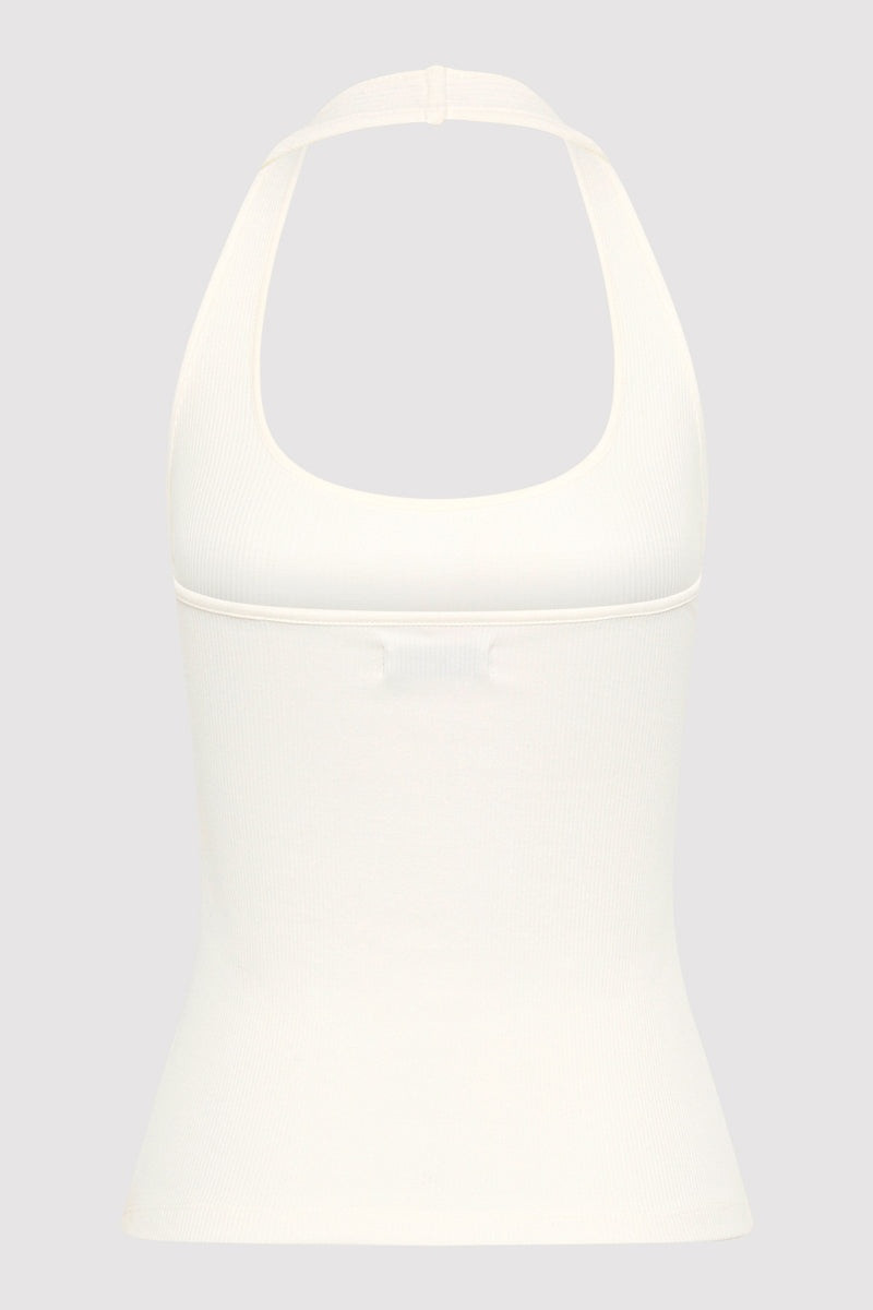 ST. AGNI Rib Halter Top - White outlook