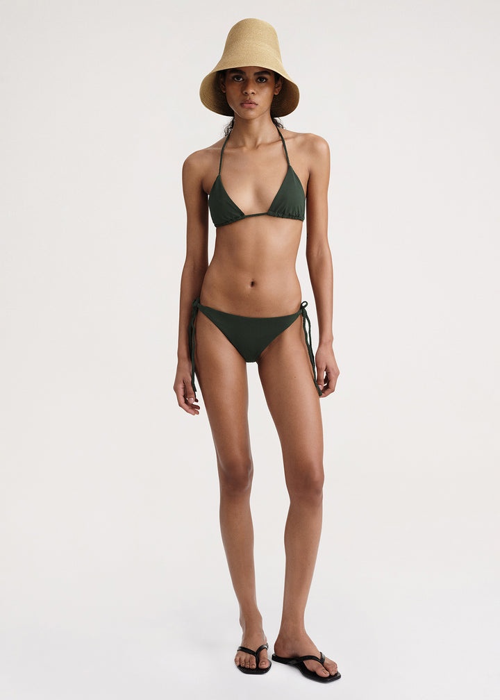 Braid-tie bikini top dark green - 2