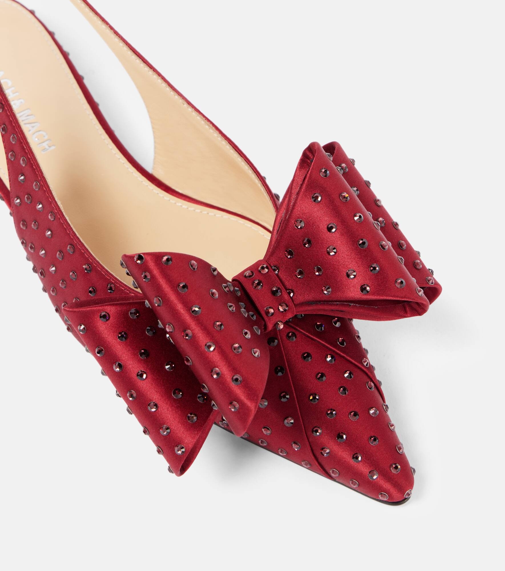 Le Cadeau embellished satin slingback flats - 5