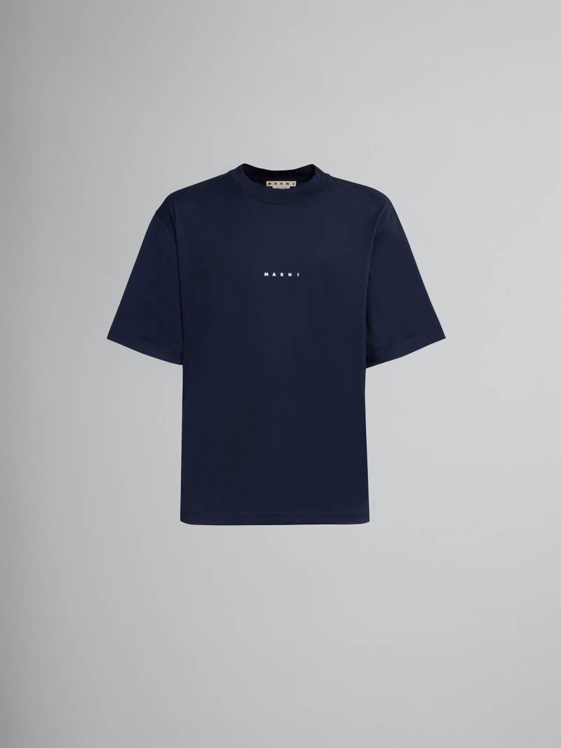 BLUE BLACK JERSEY LOGO PRINT T-SHIRT - 1