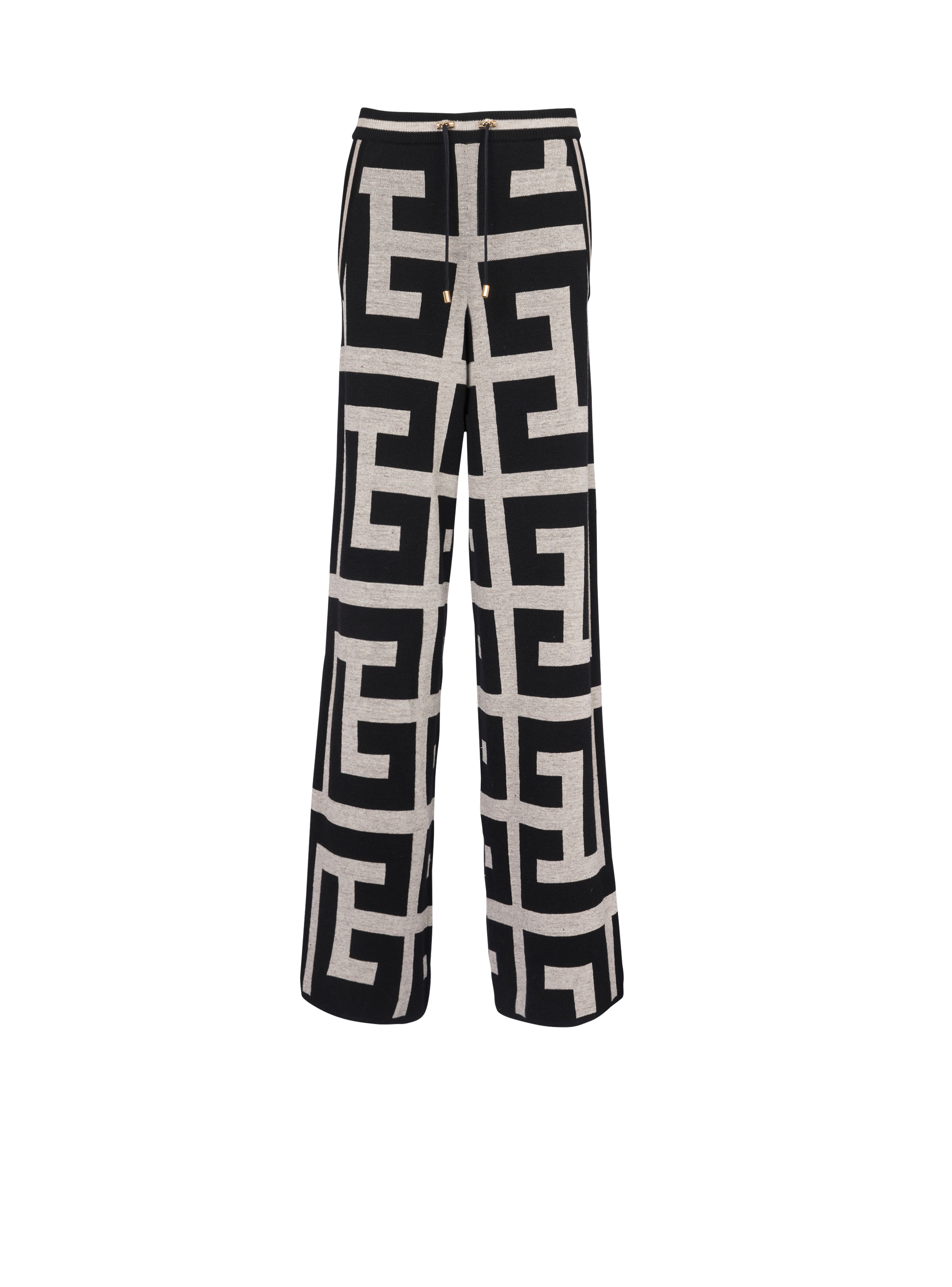 Wide knit pants with maxi Balmain monogram - 1