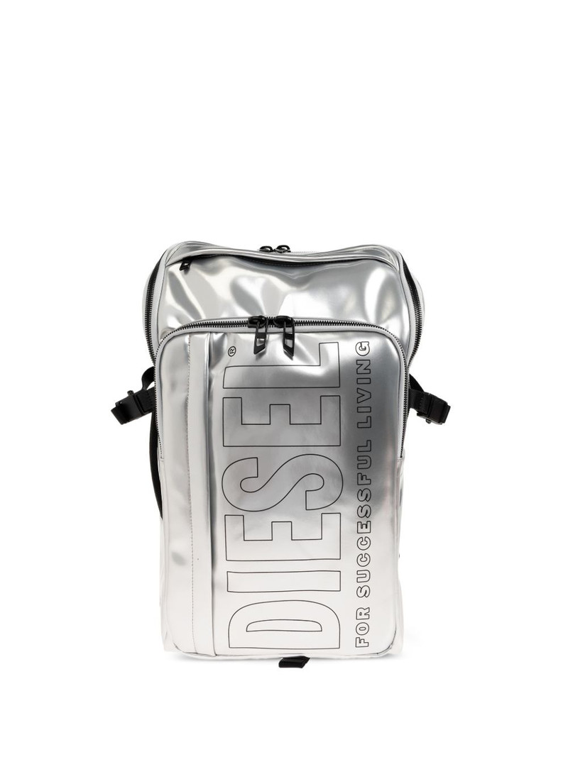 logo-print metallic-effect backpack 1