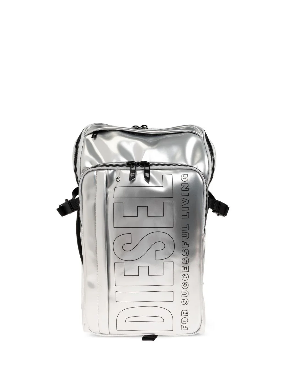 logo-print metallic-effect backpack - 1