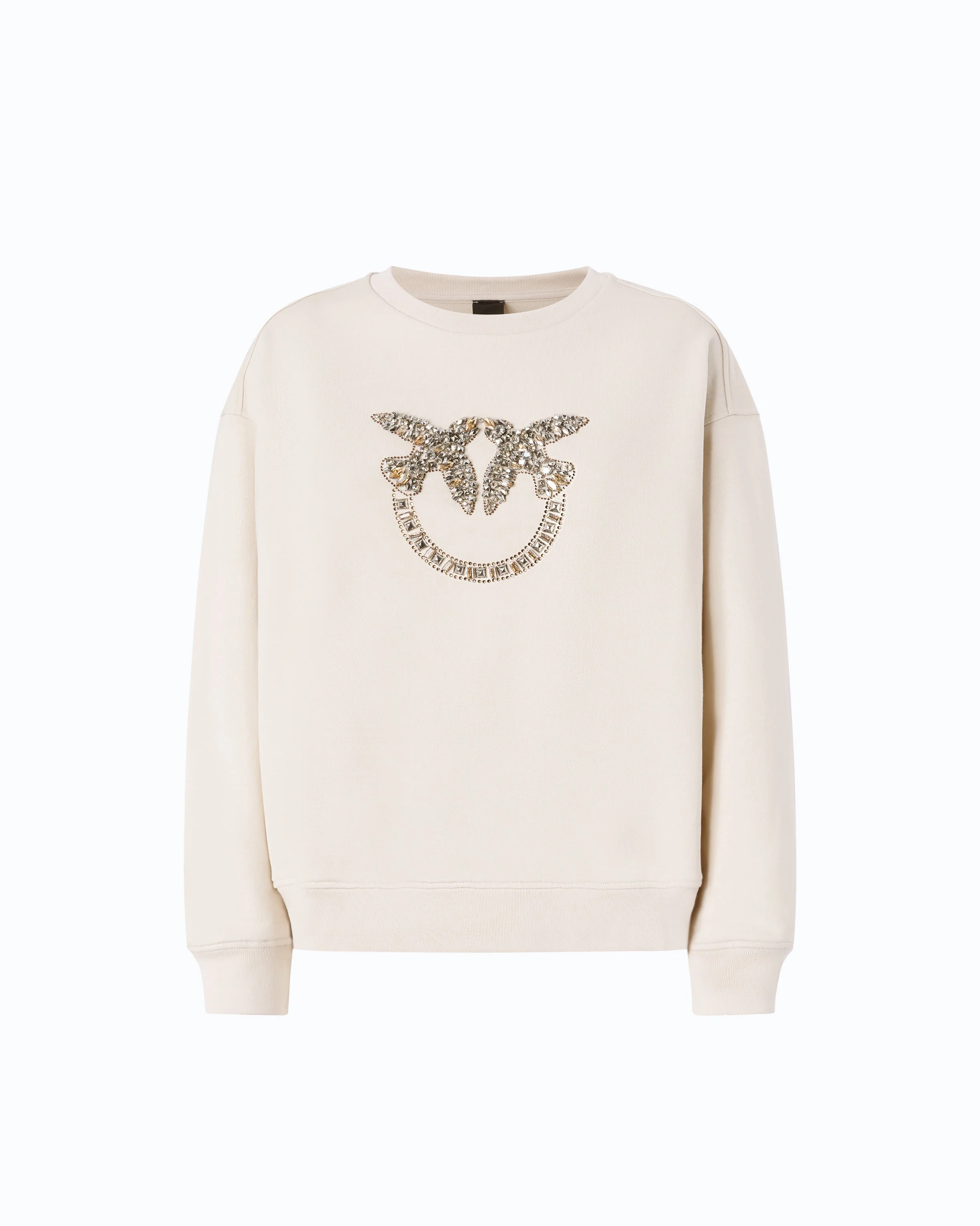 SWEATSHIRT WITH BEJEWELLED LOVE BIRDS LOGO - 1