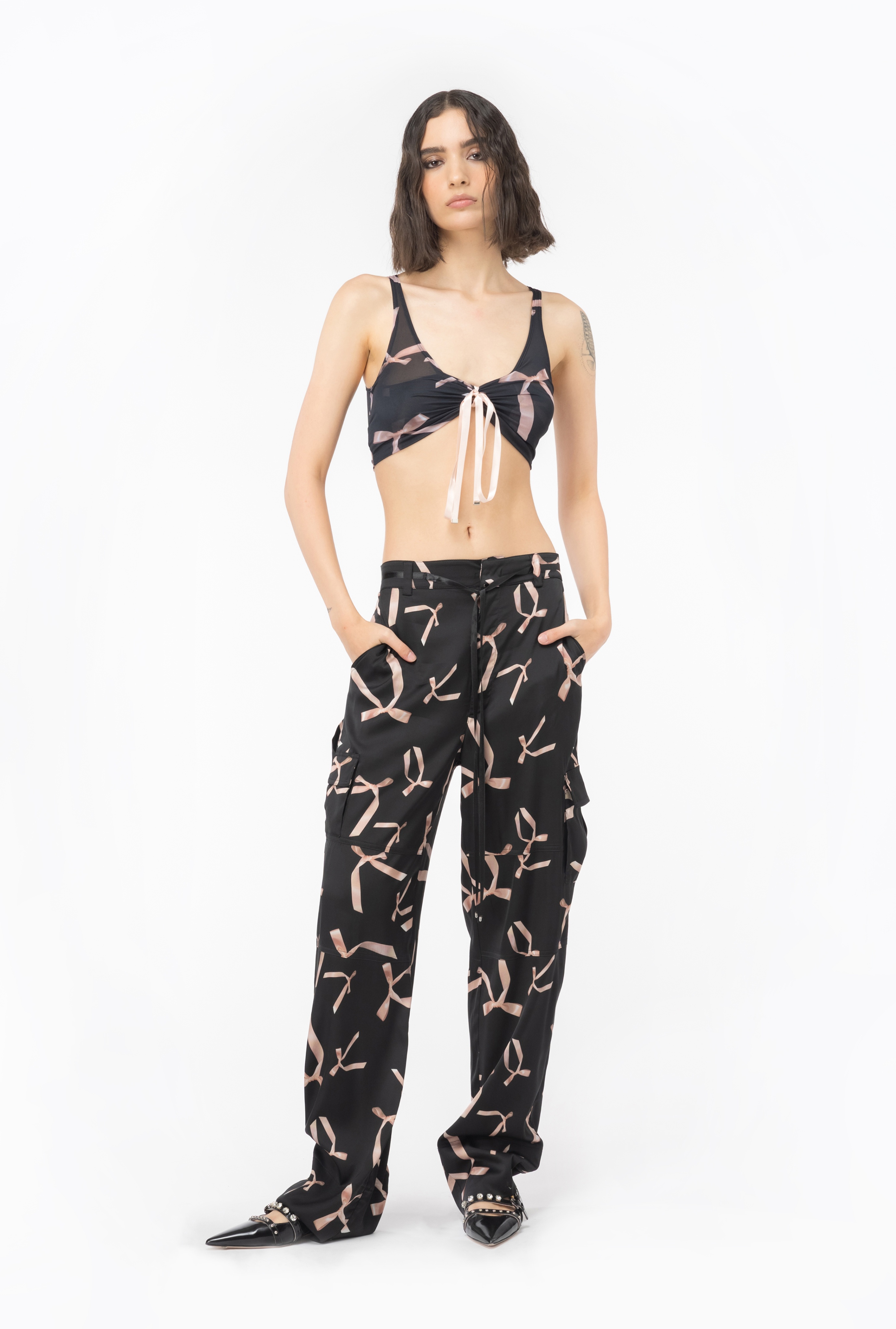 PINKO REIMAGINE BOW-PRINT CROP TOP BY PATRICK MCDOWELL - 2