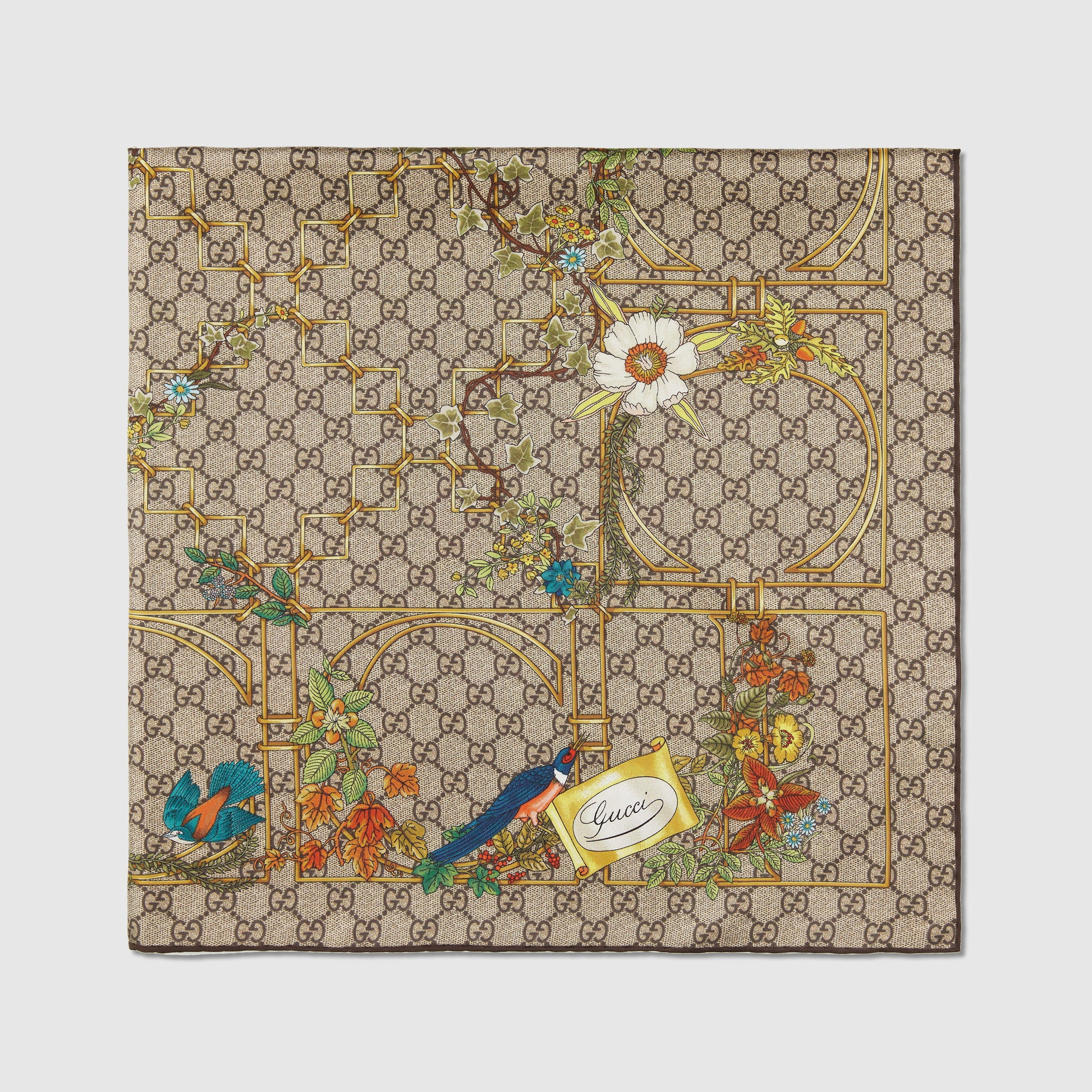 Animal and floral print silk carré - 2