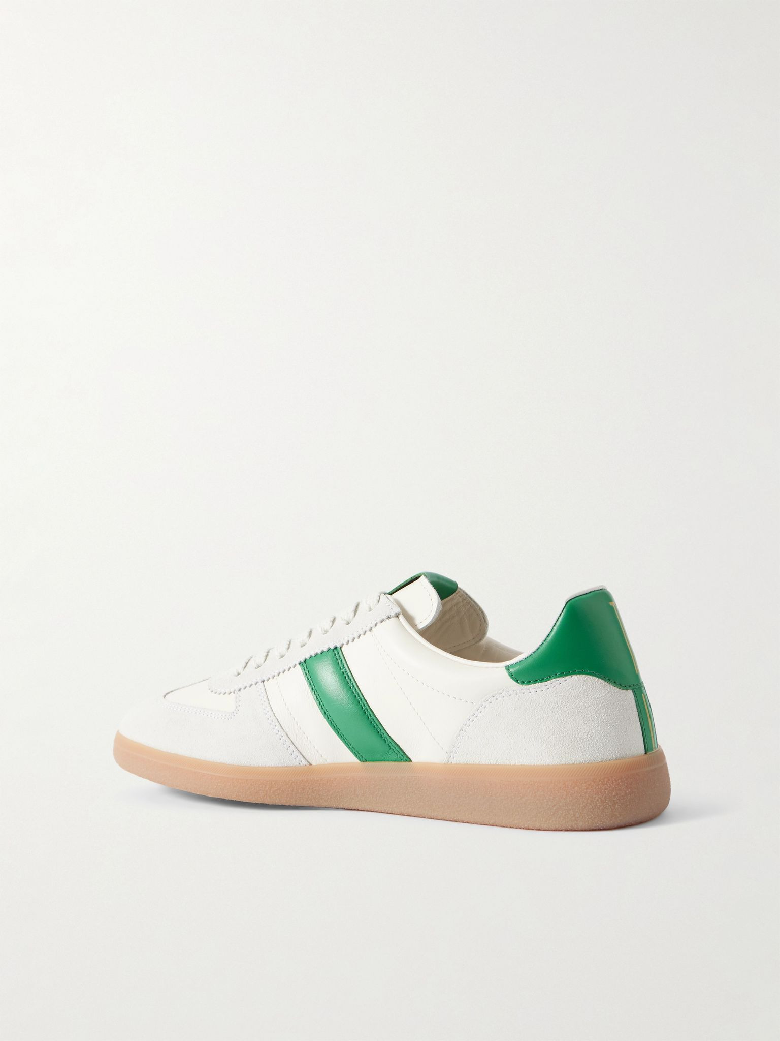 Suede-Trimmed Leather Sneakers White - 4