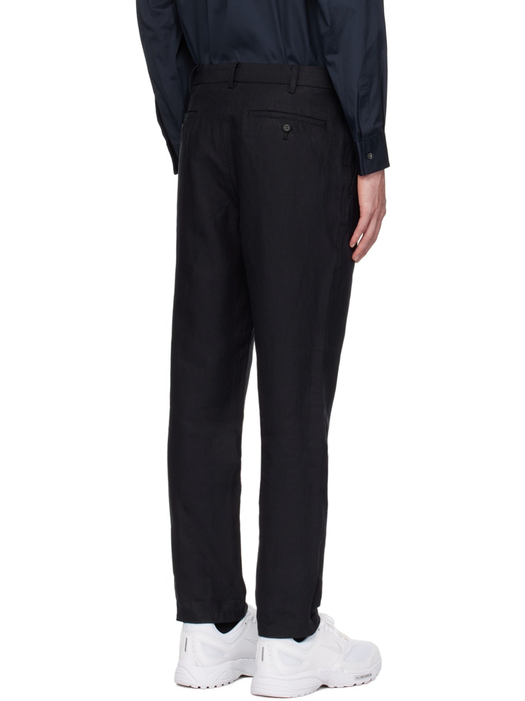 Navy Pleated Trousers - 3