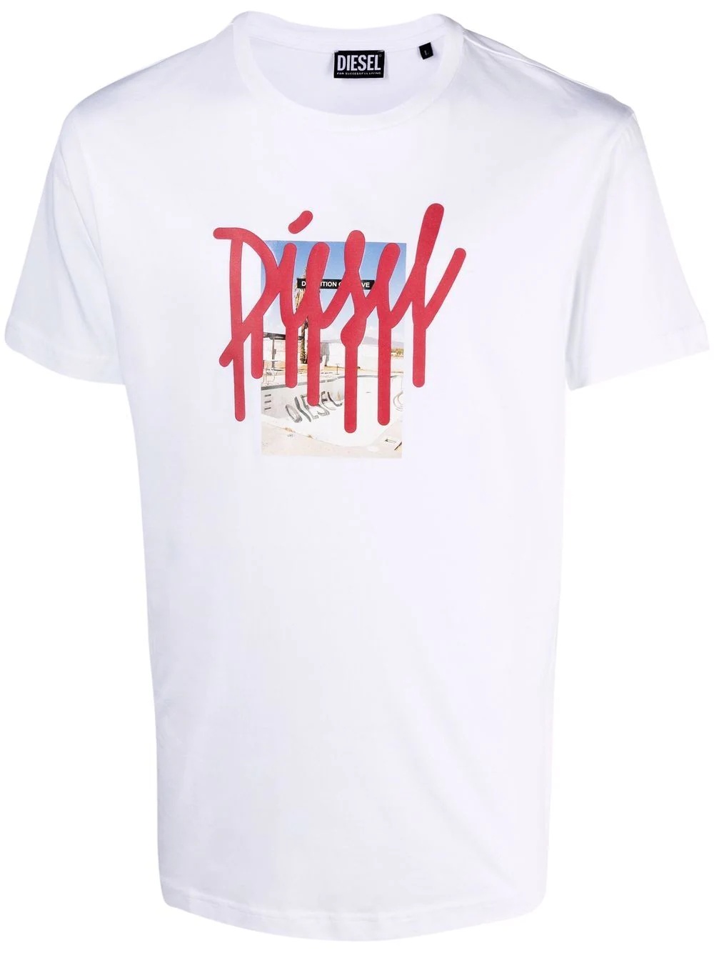 drip-effect logo print T-shirt - 1