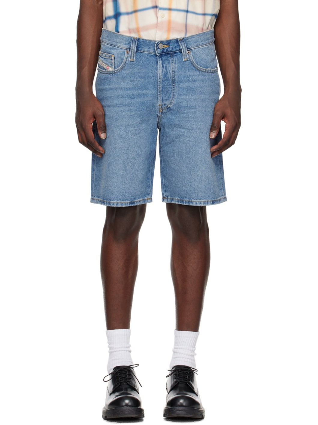 Blue Regular Denim Shorts - 1