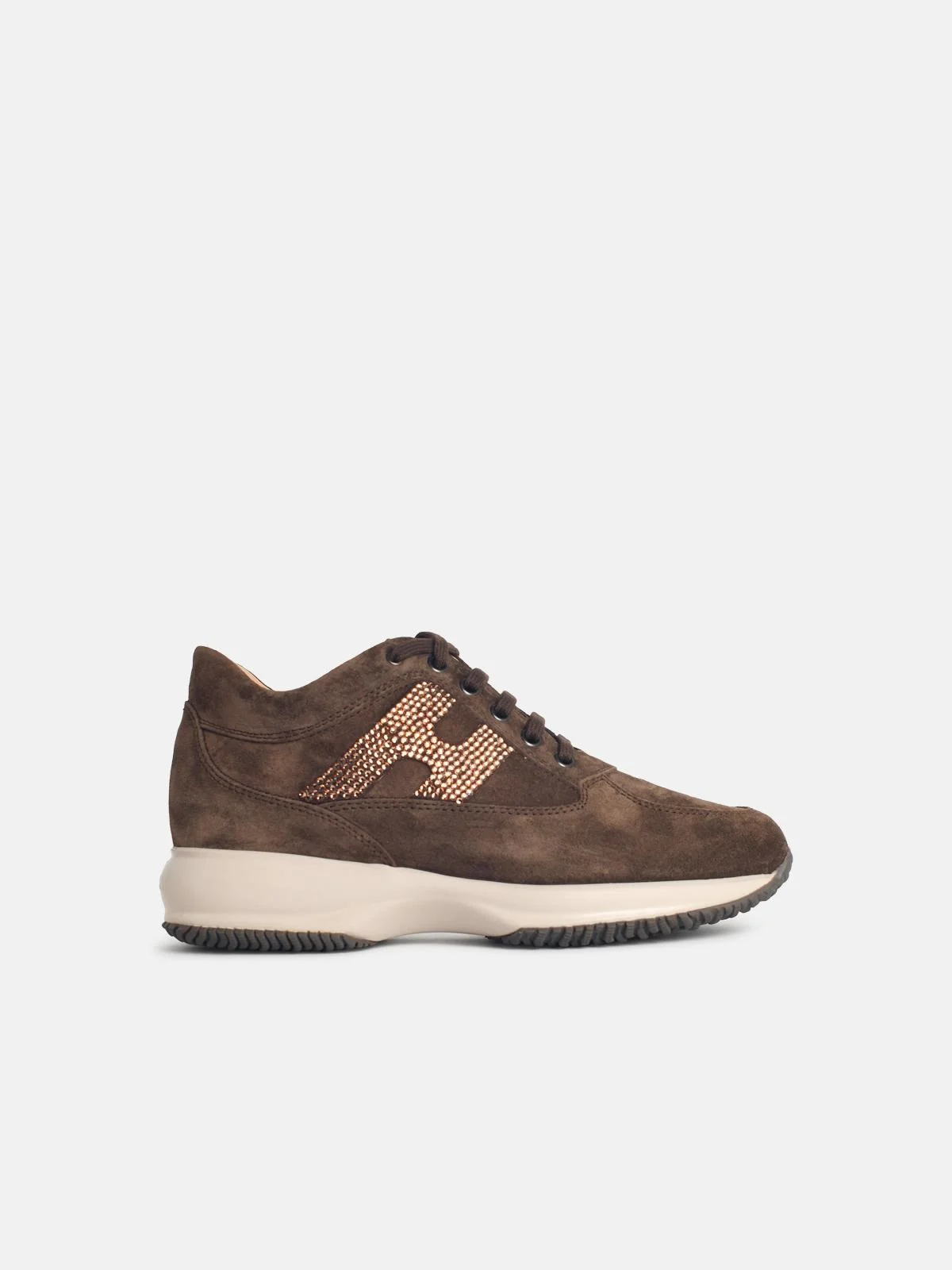 'INTERACTIVE' BROWN SUEDE SNEAKERS - 1