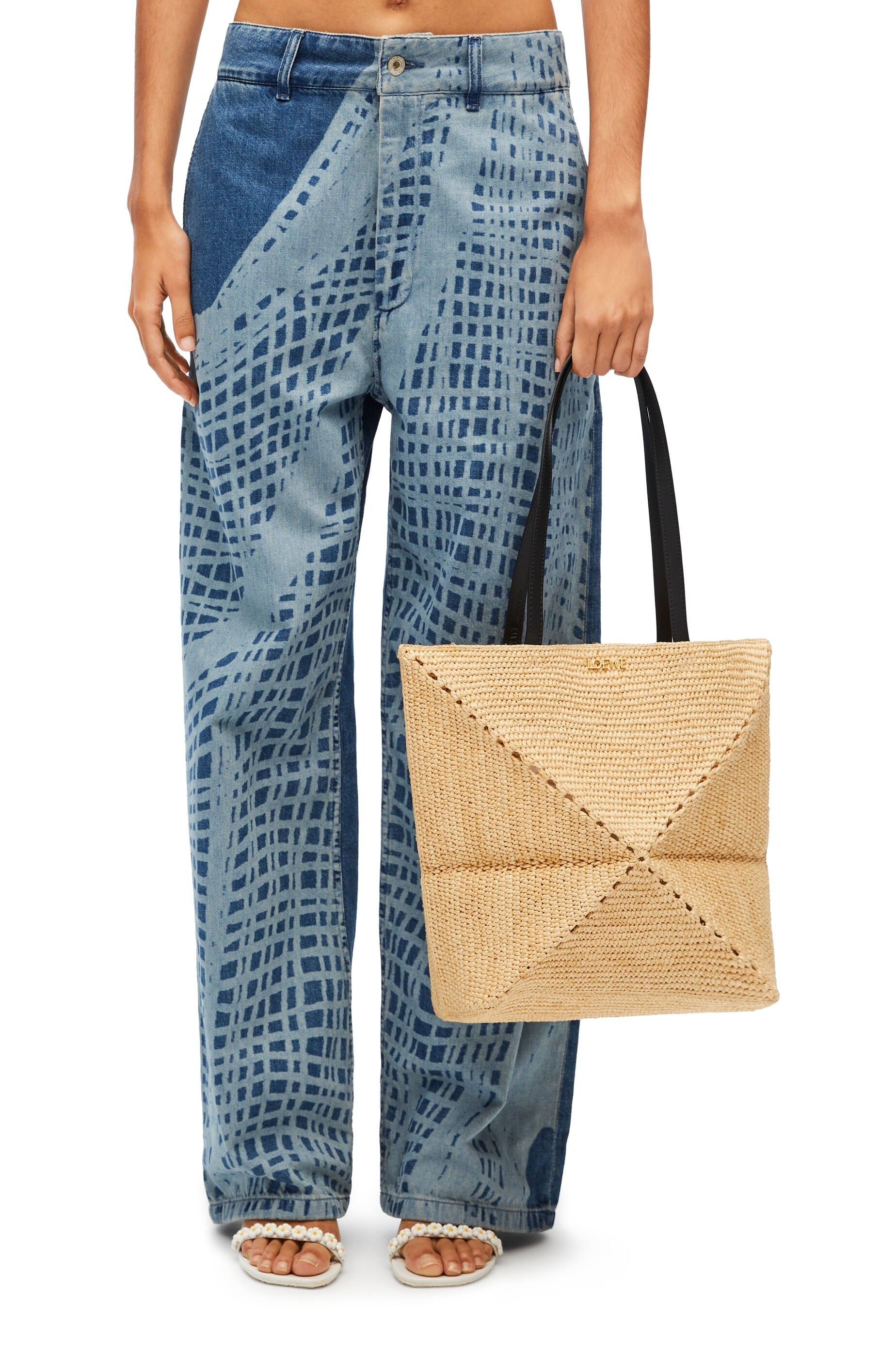 Puzzle Fold Tote in raffia - 3