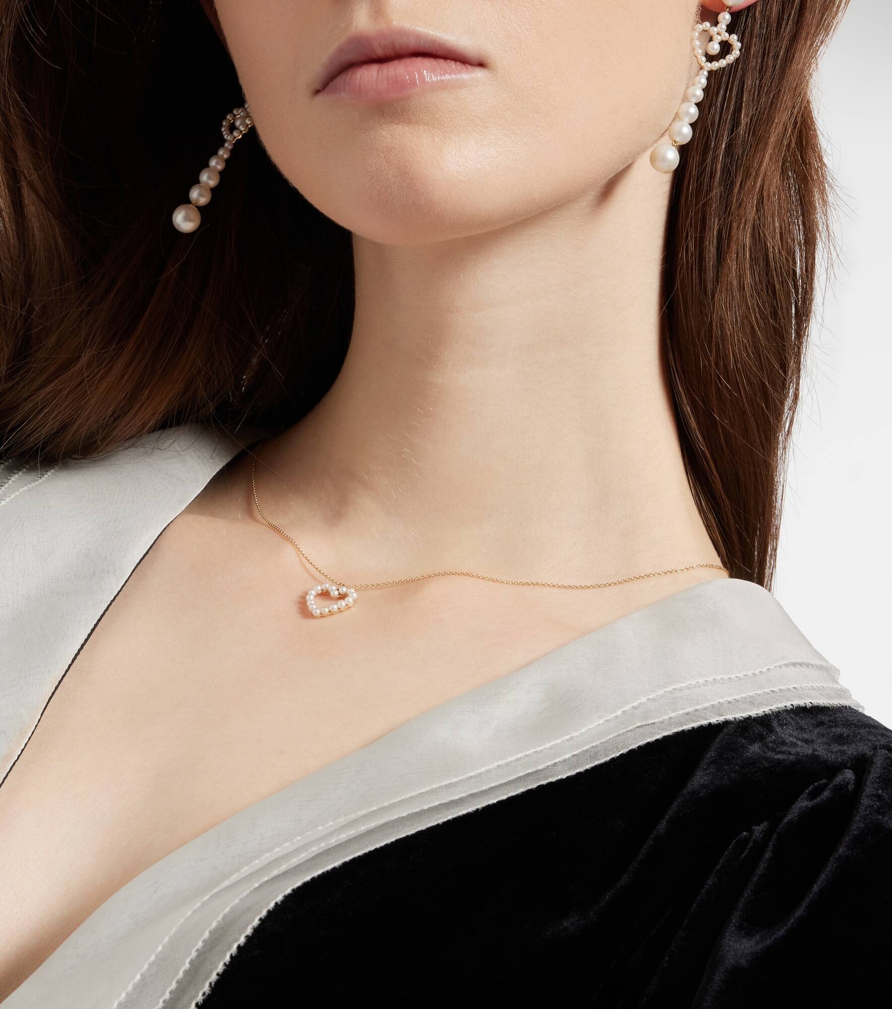 Pearl Heart 14kt gold pendant necklace with pearls - 3