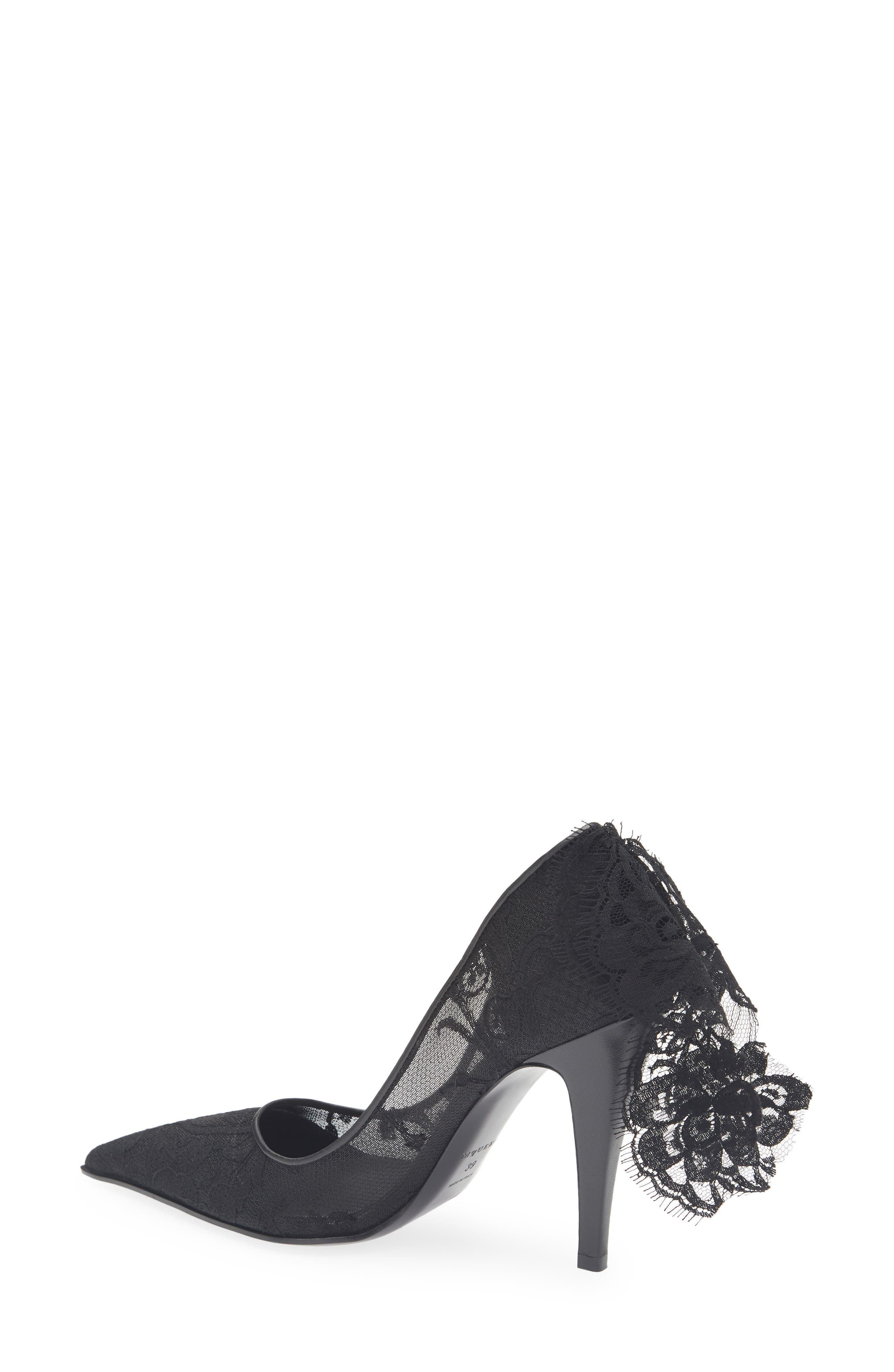 McQueen Drape Lace Pointed Toe Pump in Black at Nordstrom - 2