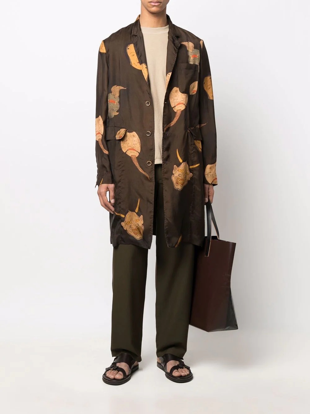 face-print longline coat - 2