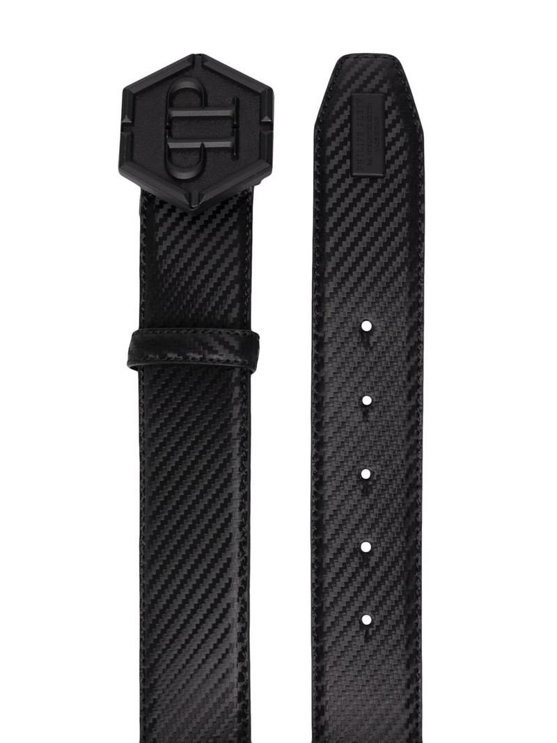 PHILIPP PLEIN Hexagon-logo buckle belt outlook