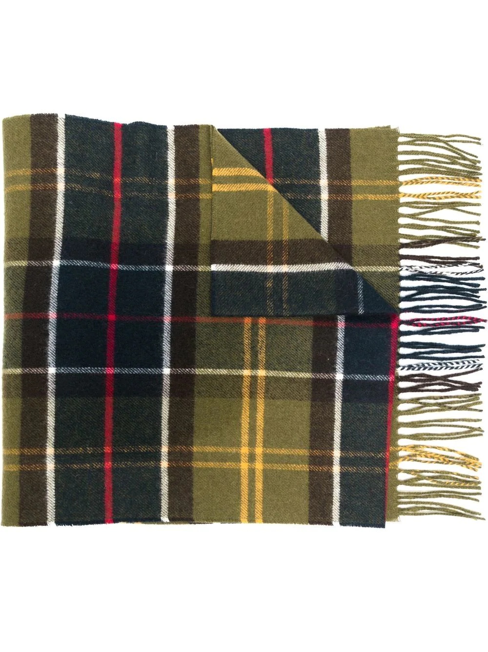 fringed tartan-check scarf - 1