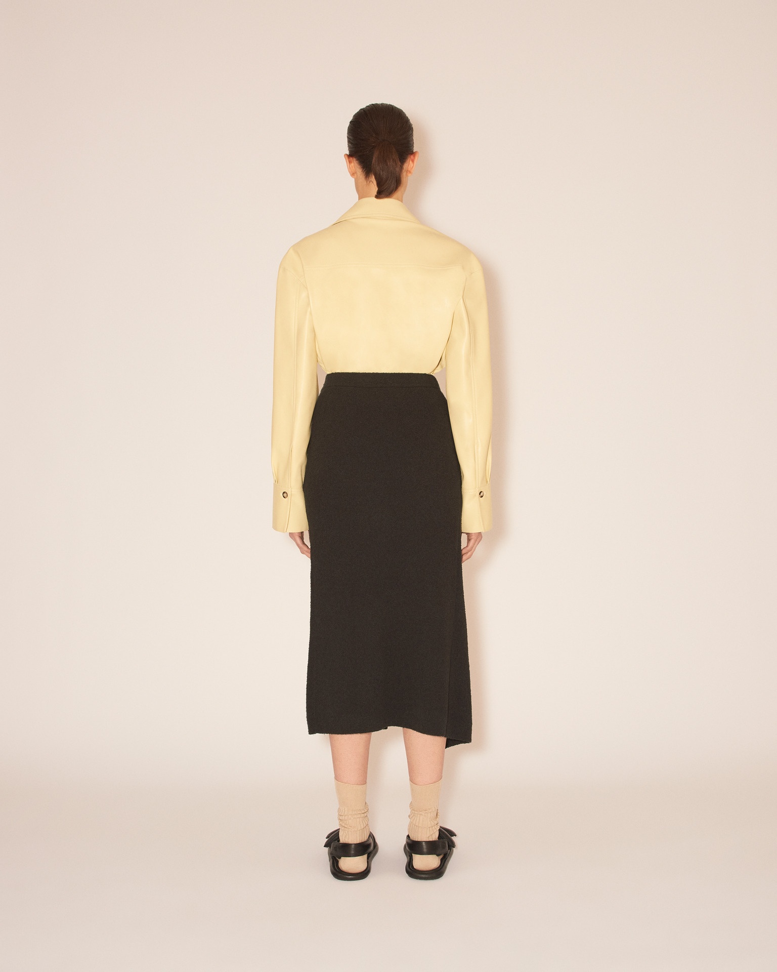 HELIA - Wrap midweight terry skirt - Black - 4