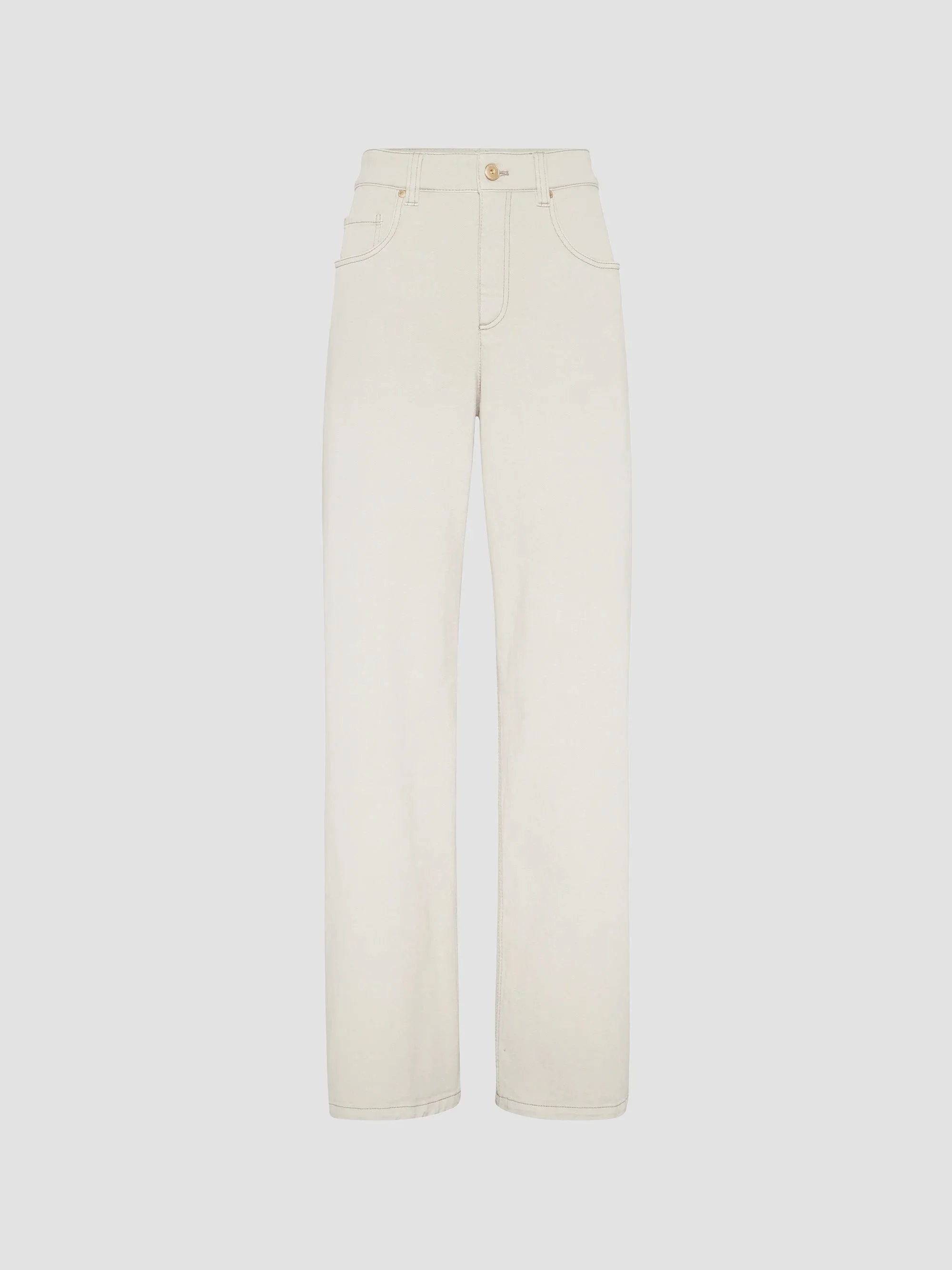 Women's Stretch Dyed Denim Loose Barrel Jeans with Monili - Panama - 1