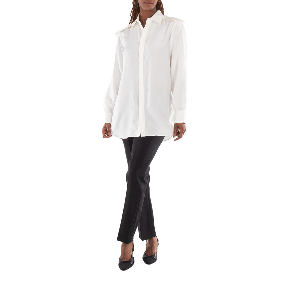 Burberry Long-Sleeved Classic Collar Silk Shirt - 3