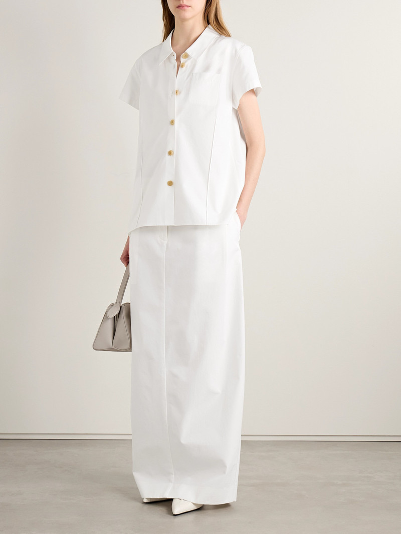 KHAITE Keefe 면 Poplin 셔츠 백색 outlook