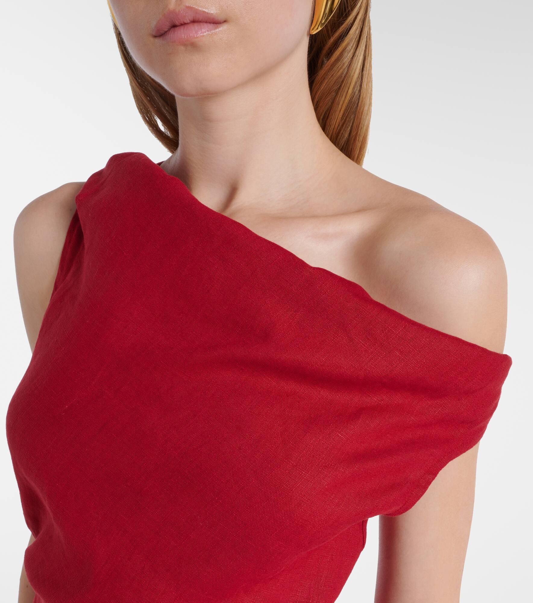 Suis one-shoulder linen top - 4