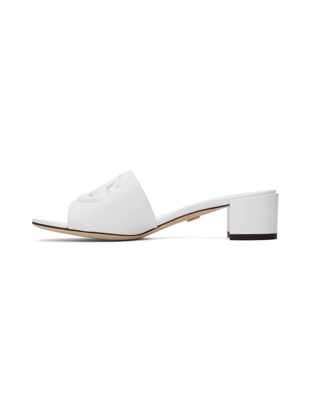 White Calfskin DG Millennials Logo Mules - 3