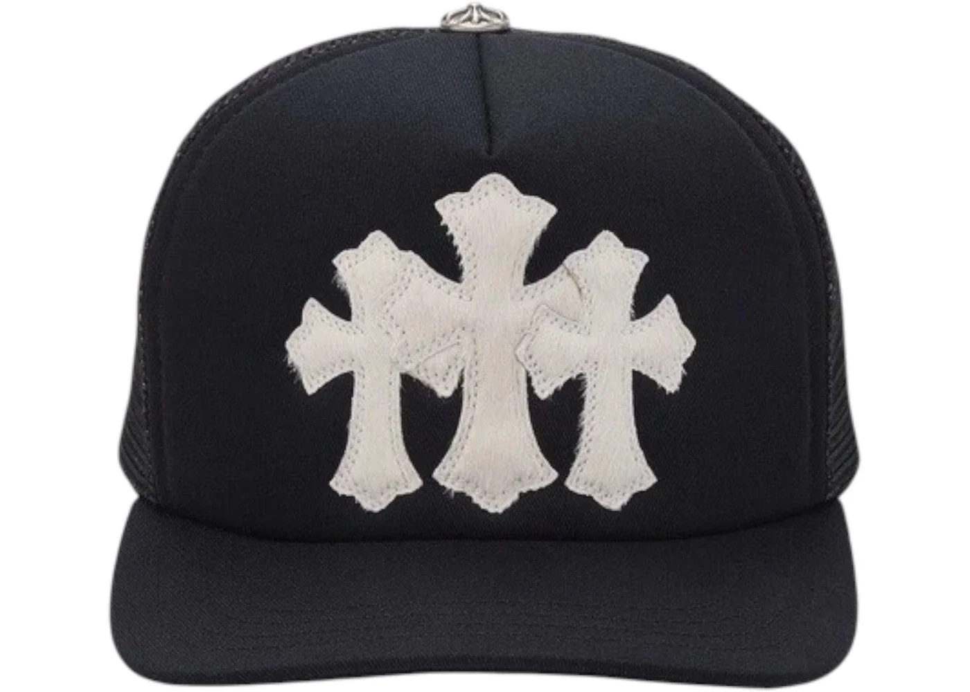 Chrome Hearts White Cemetary Cross CH Trucker Hat Black - 1