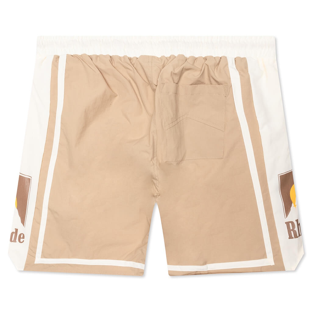 RHUDE MOONLIGHT SHORTS - TAN/OFF WHITE - 2