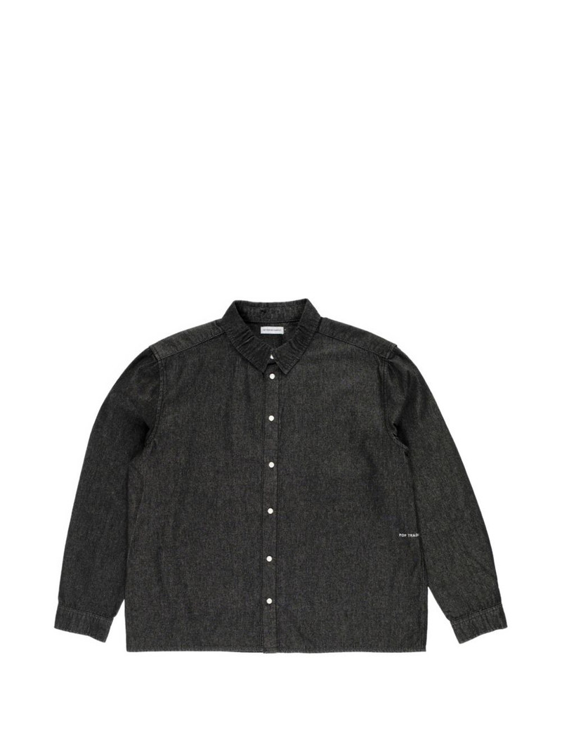 logo-appliqué denim shirt 1