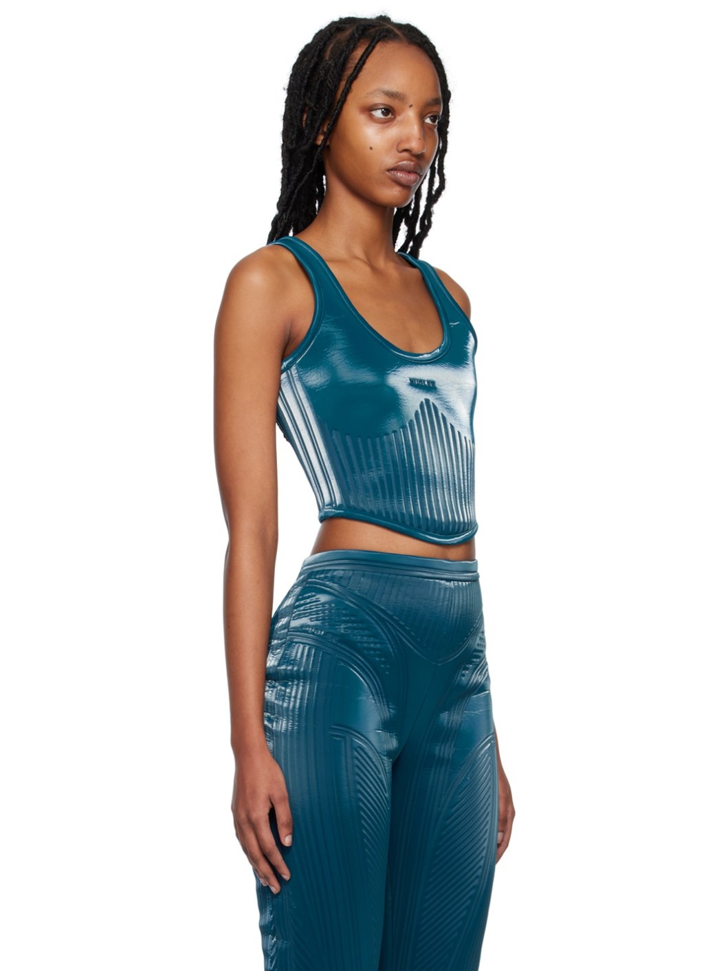 Blue Embossed Tank Top - 2