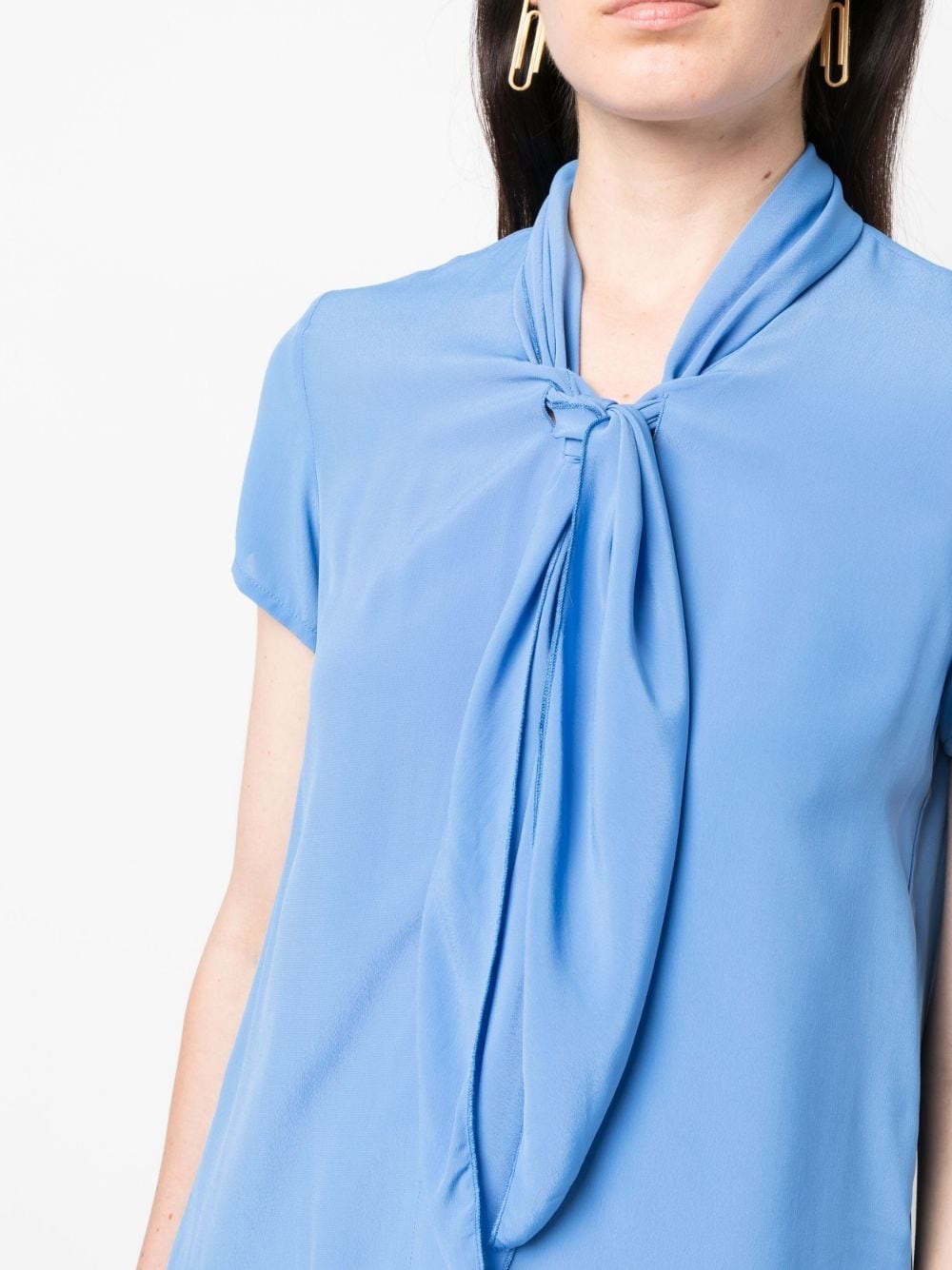 tie-neck short-sleeve shirt - 5