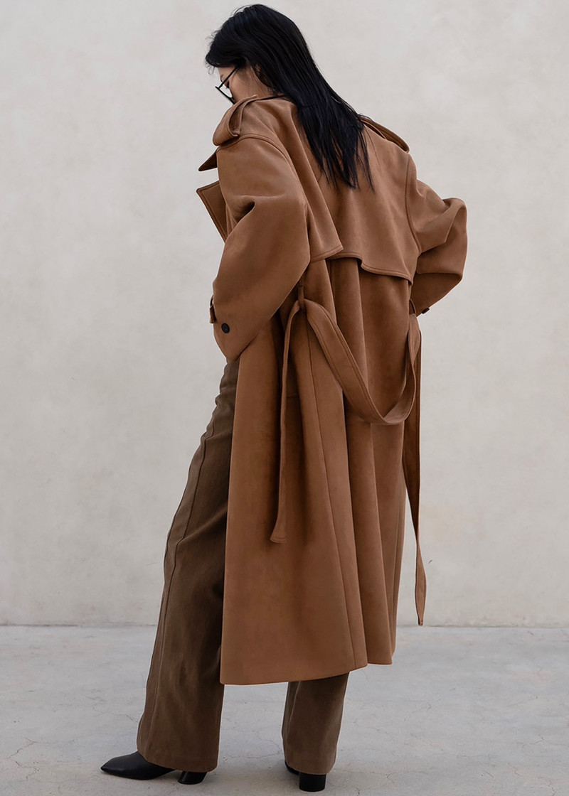 Lulea Faux Suede Trench Coat - Camel 8